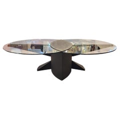 1980s Modern Double Glass Top and Metal Base Coffee Table