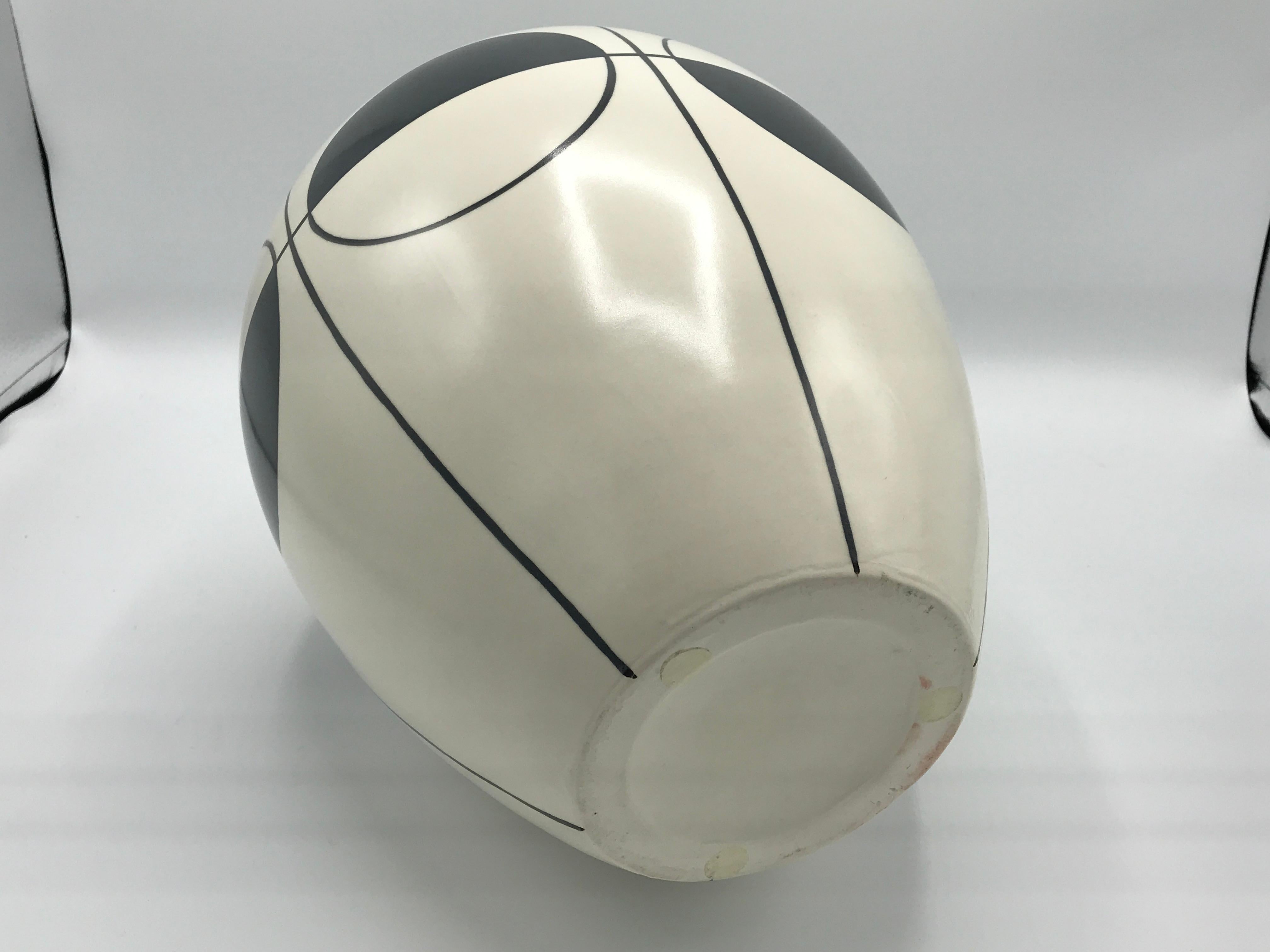 1980s Modern Gray and White Ceramic Vase 1