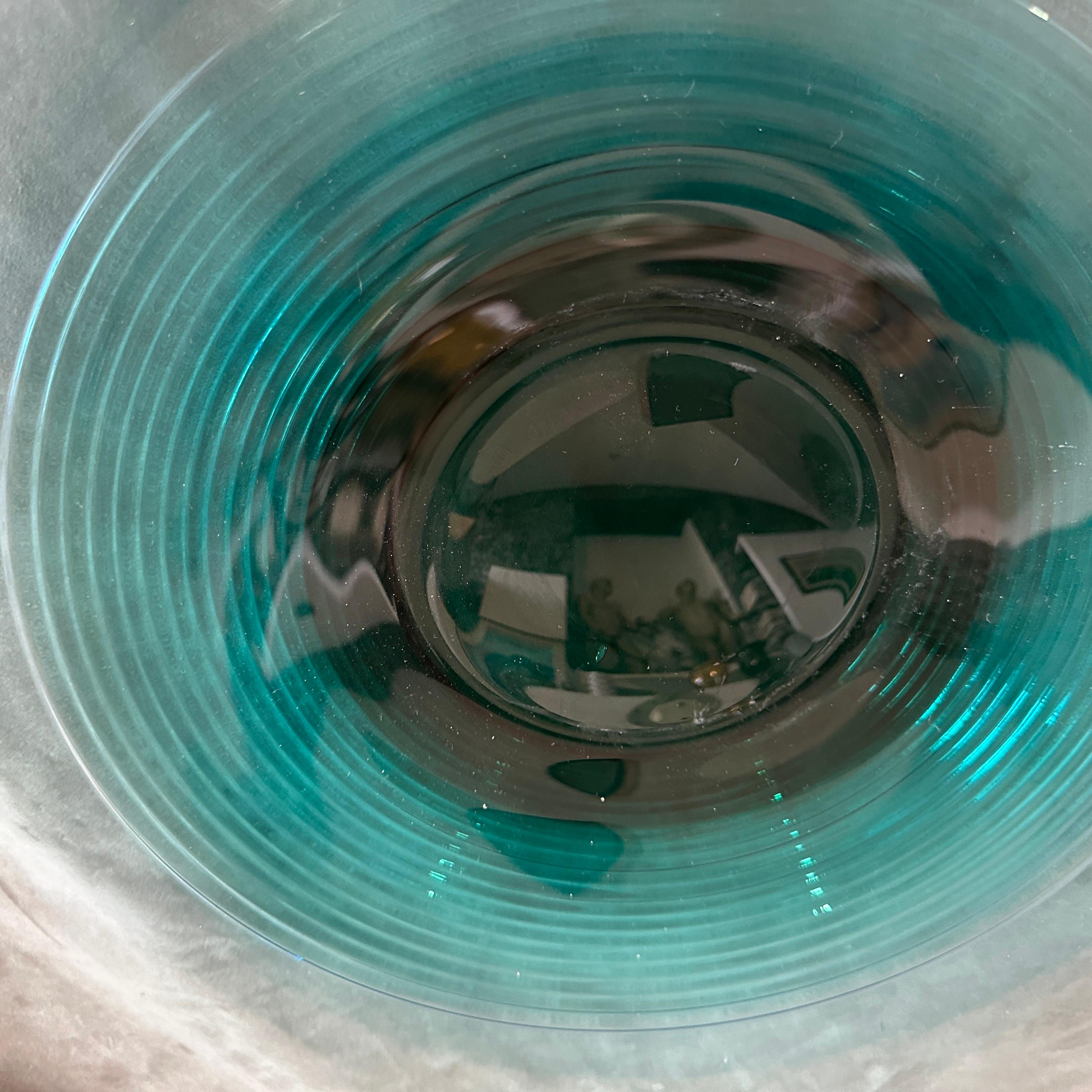 Centrotavola rotondo moderno degli anni '80 in vetro di Murano verde e nero di VeArt in vendita 2
