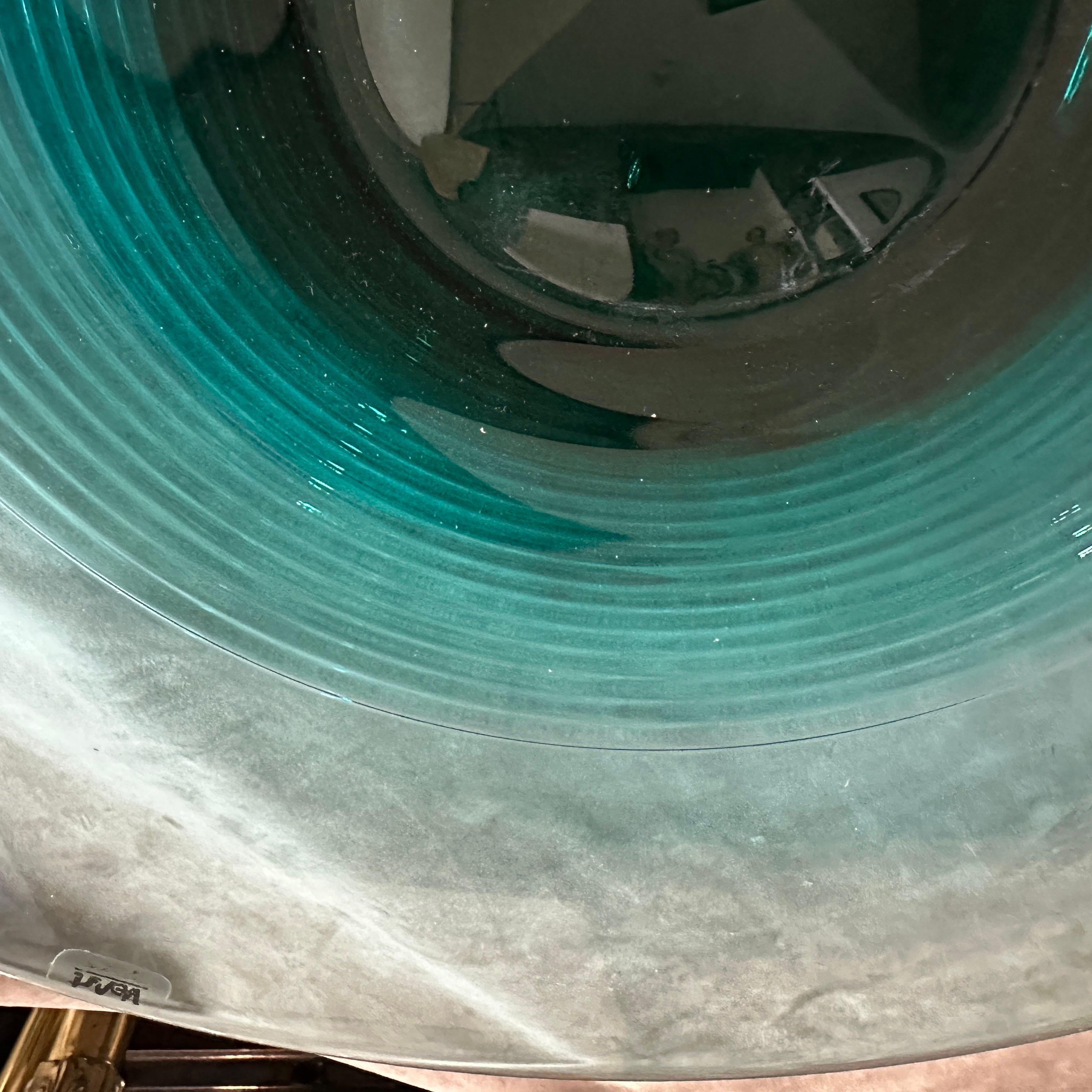Centrotavola rotondo moderno degli anni '80 in vetro di Murano verde e nero di VeArt in vendita 4