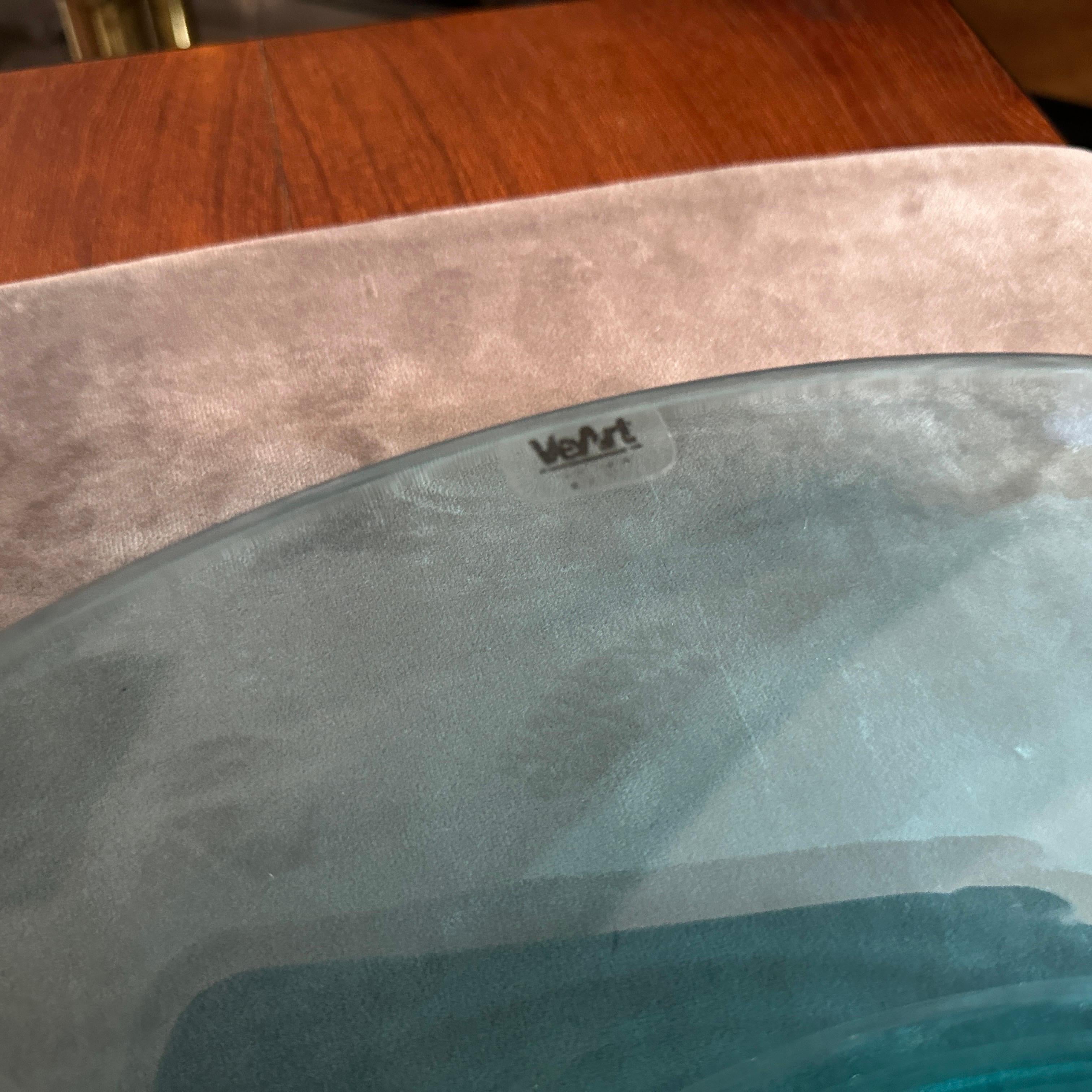 Centrotavola rotondo moderno degli anni '80 in vetro di Murano verde e nero di VeArt In condizioni buone in vendita a Aci Castello, IT