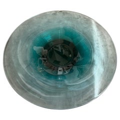 Centre de table rond en verre de Murano vert et noir des années 1980 par VeArt