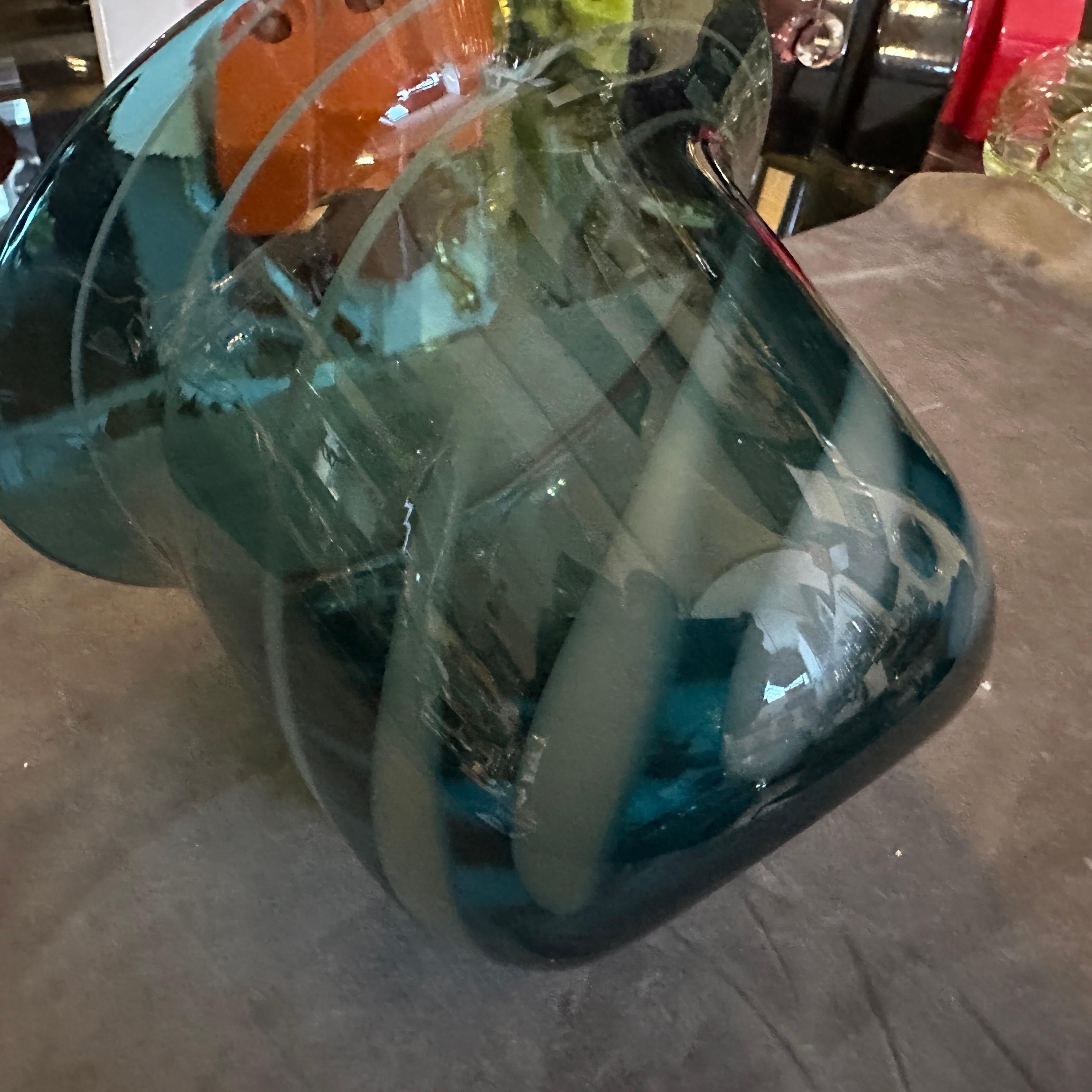 Vaso moderno anni '80 in vetro di Murano verde e grigio soffiato a mano di Venini In condizioni ottime in vendita a Aci Castello, IT