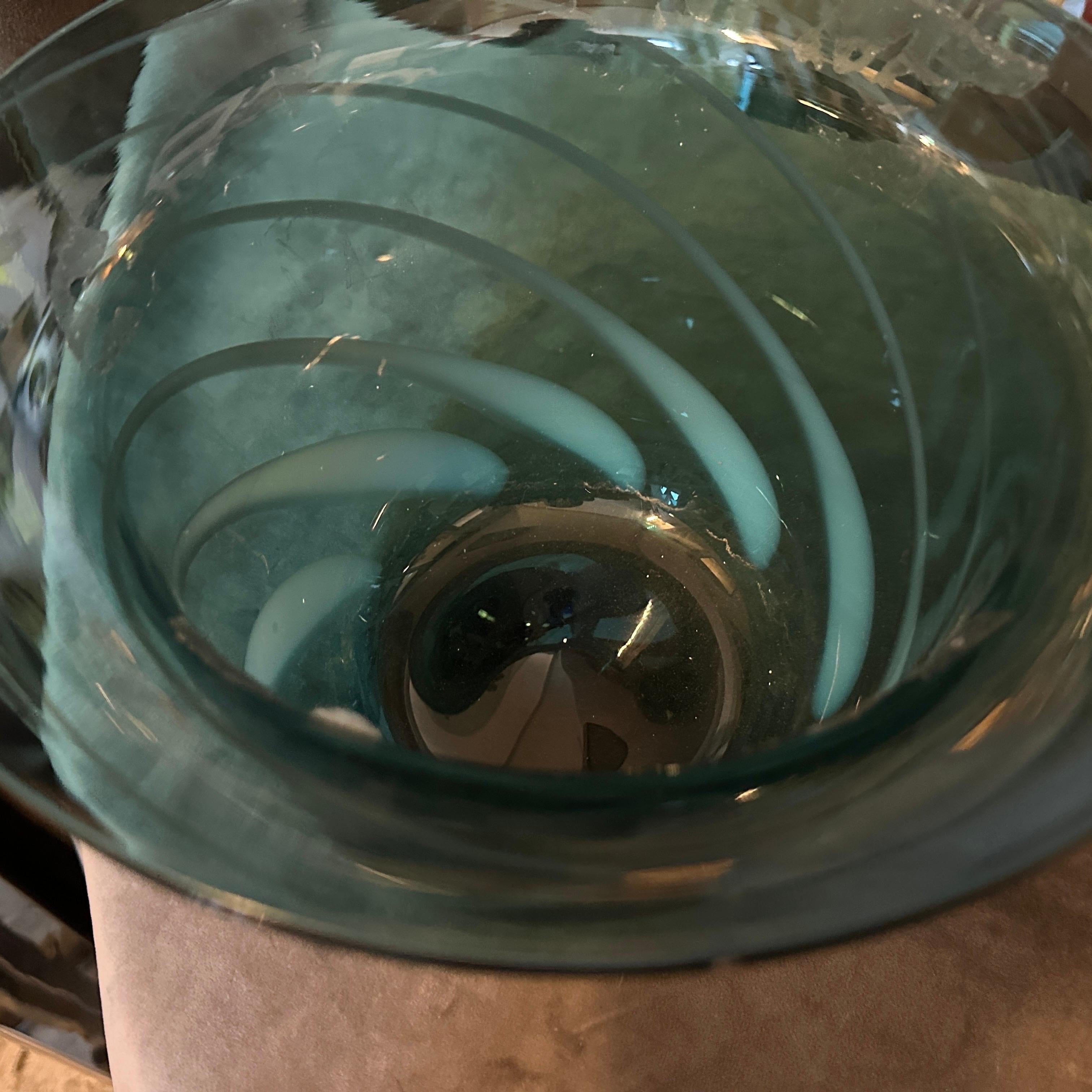 XX secolo Vaso moderno anni '80 in vetro di Murano verde e grigio soffiato a mano di Venini in vendita