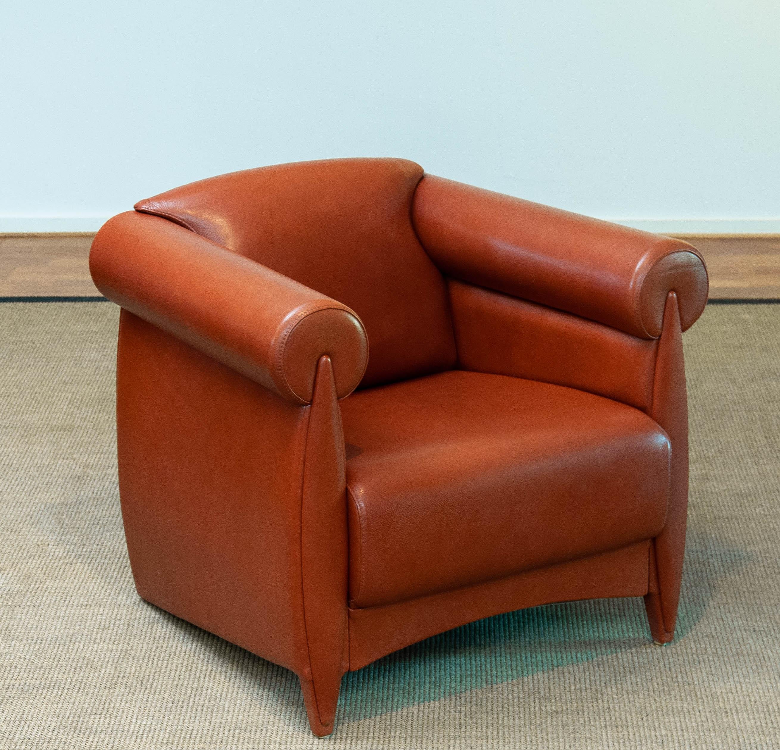 1980s Modern Lounge / Club Chair in Cognac Leather by Klaus Wettergren Denmark For Sale 6