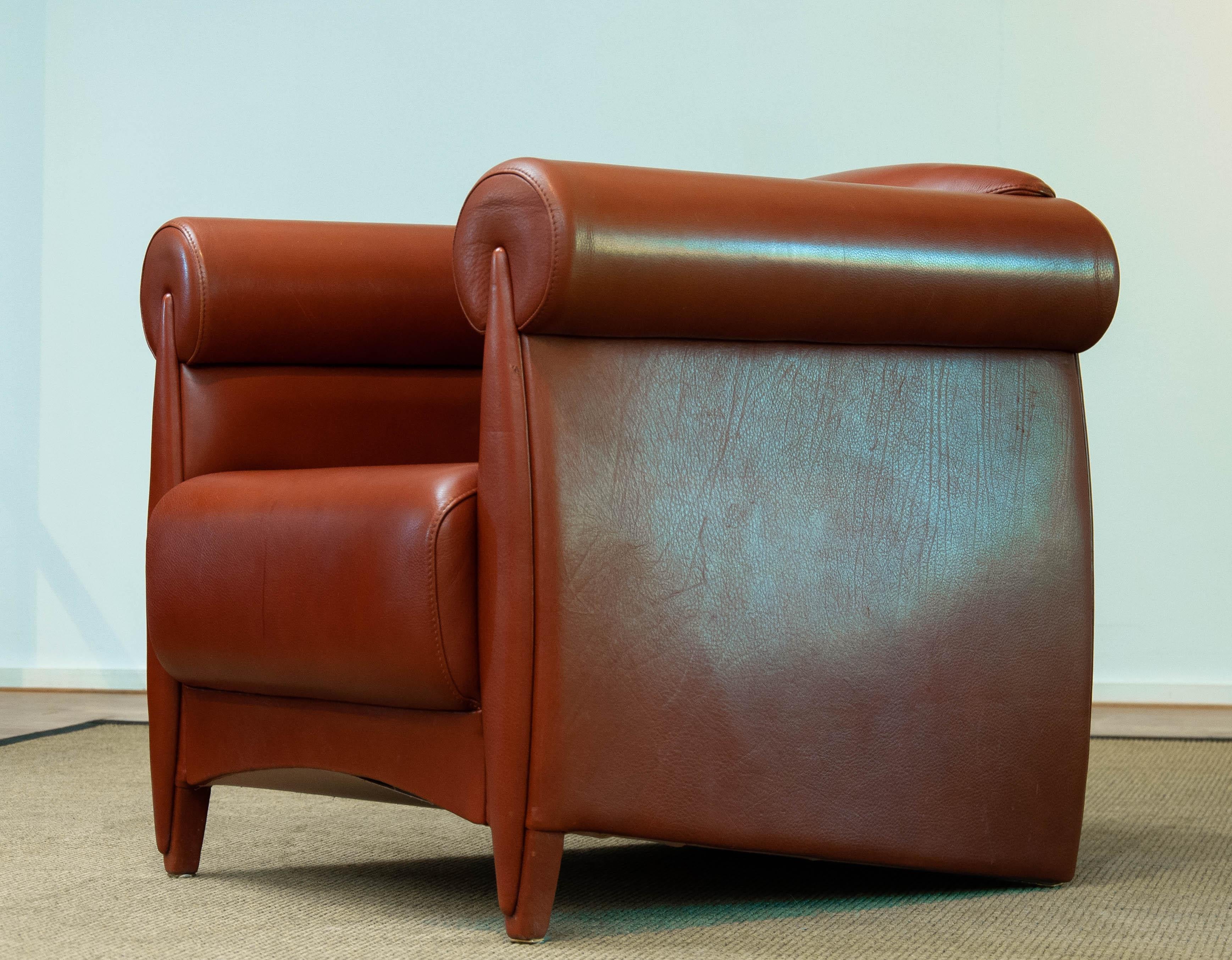 1980s Modern Lounge / Club Chair in Cognac Leather by Klaus Wettergren Denmark In Good Condition For Sale In Silvolde, Gelderland