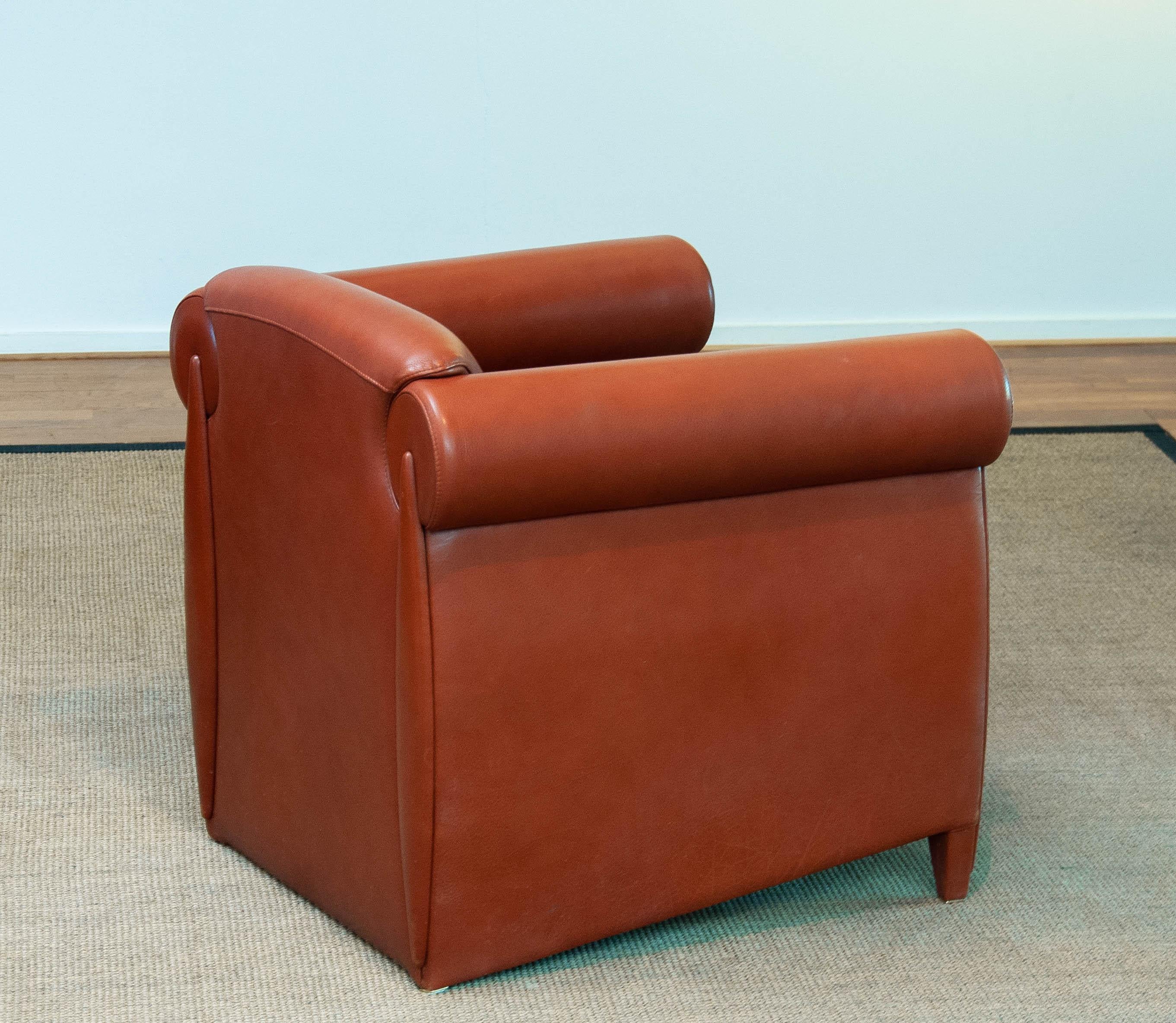 1980s Modern Lounge / Club Chair in Cognac Leather by Klaus Wettergren Denmark In Good Condition For Sale In Silvolde, Gelderland