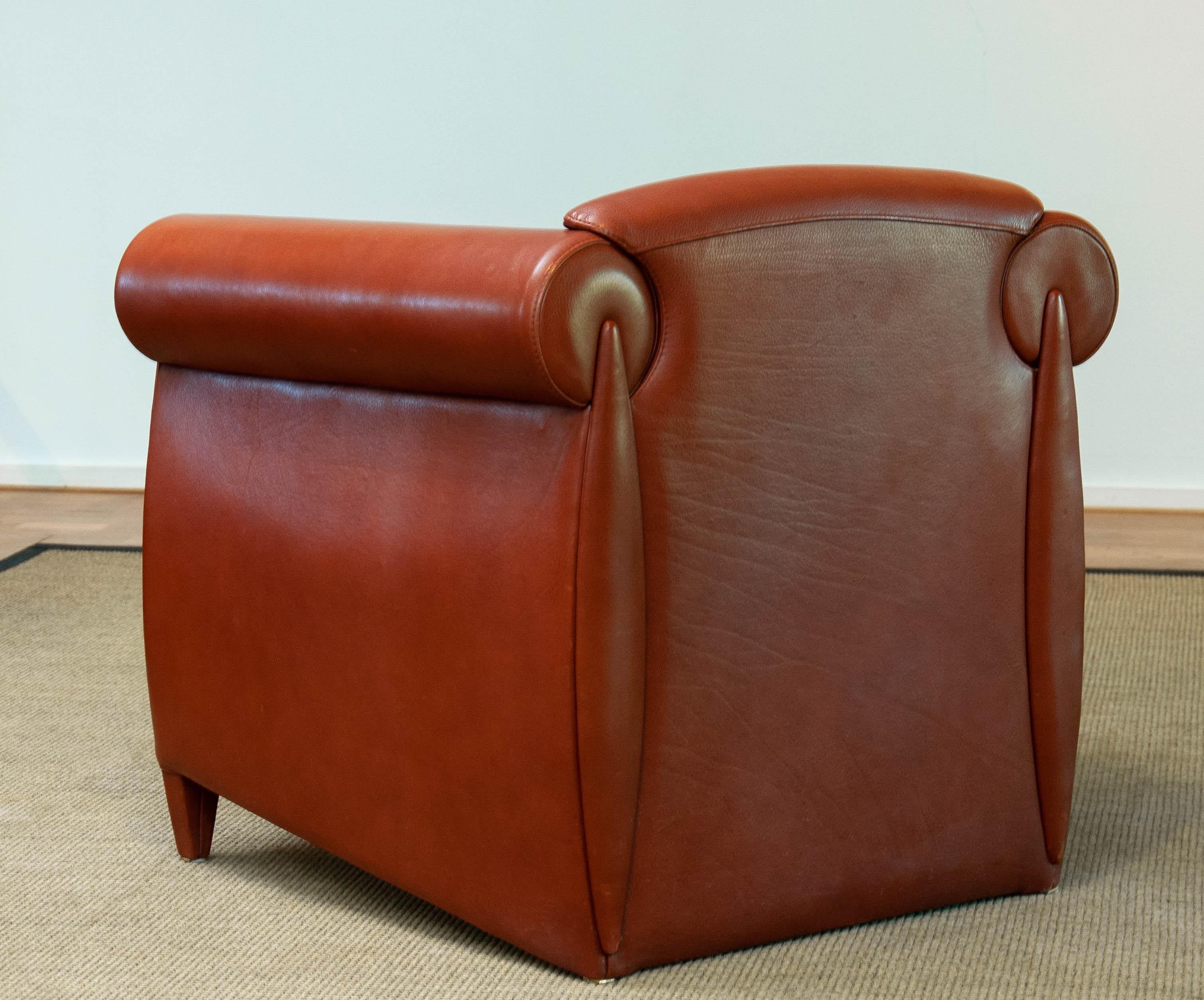 Late 20th Century 1980s Modern Lounge / Club Chair in Cognac Leather by Klaus Wettergren Denmark For Sale