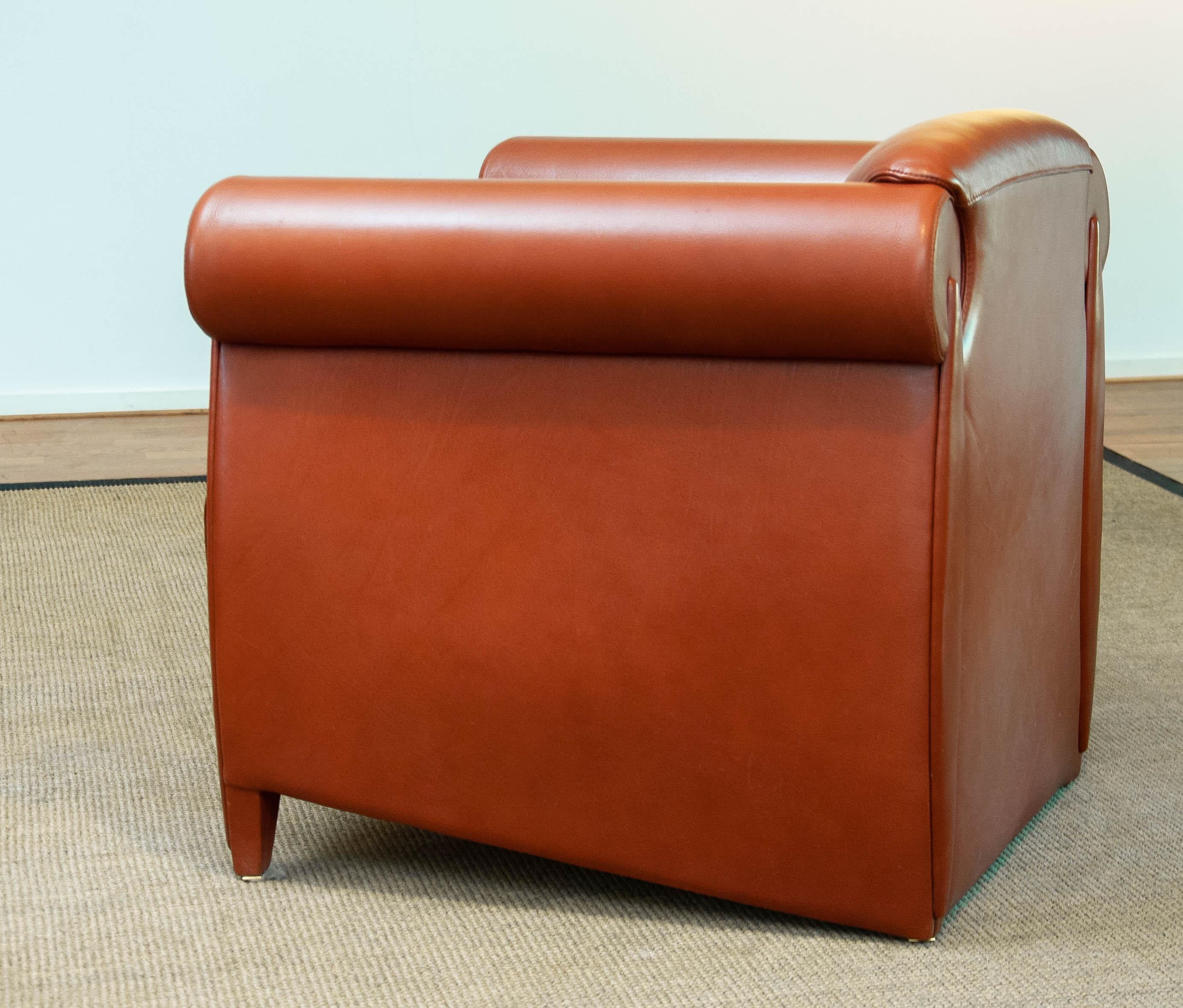 1980s Modern Lounge / Club Chair in Cognac Leather by Klaus Wettergren Denmark For Sale 1