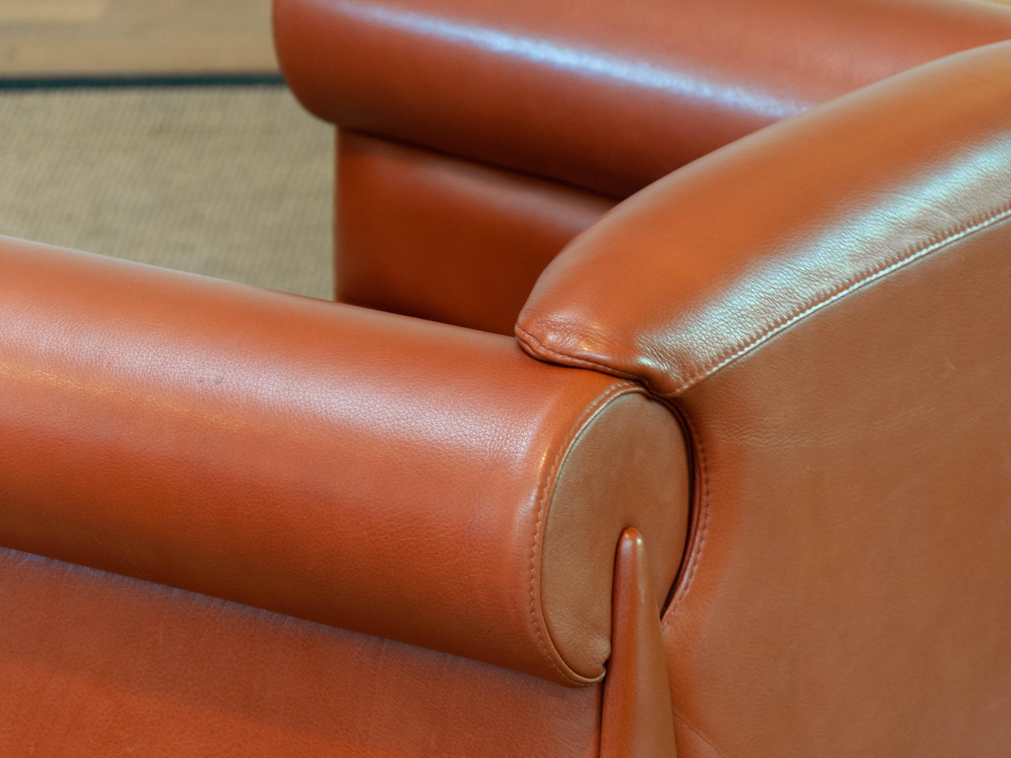 1980s Modern Lounge / Club Chair in Cognac Leather by Klaus Wettergren Denmark For Sale 2