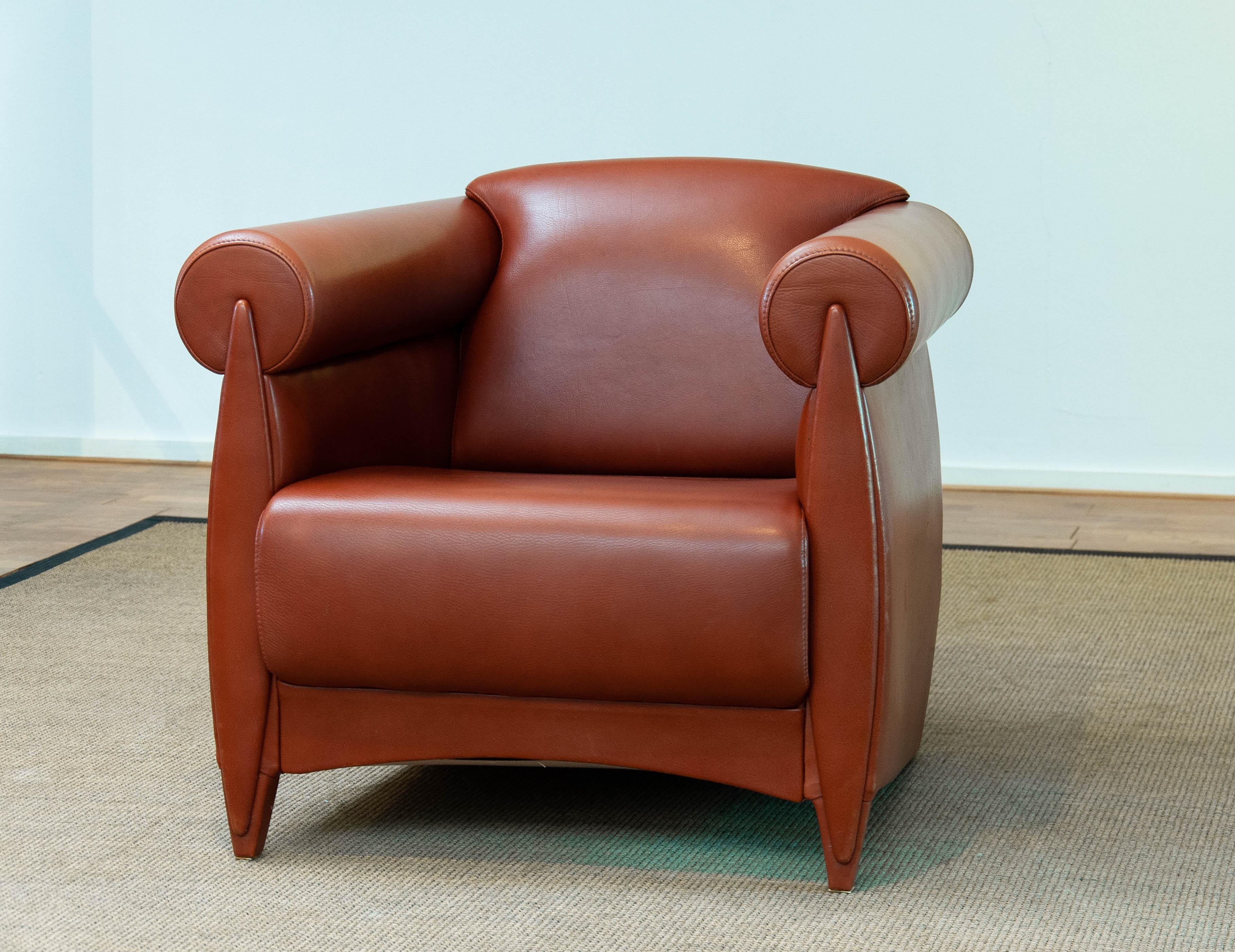 1980s Modern Lounge / Club Chair in Cognac Leather by Klaus Wettergren Denmark For Sale 3