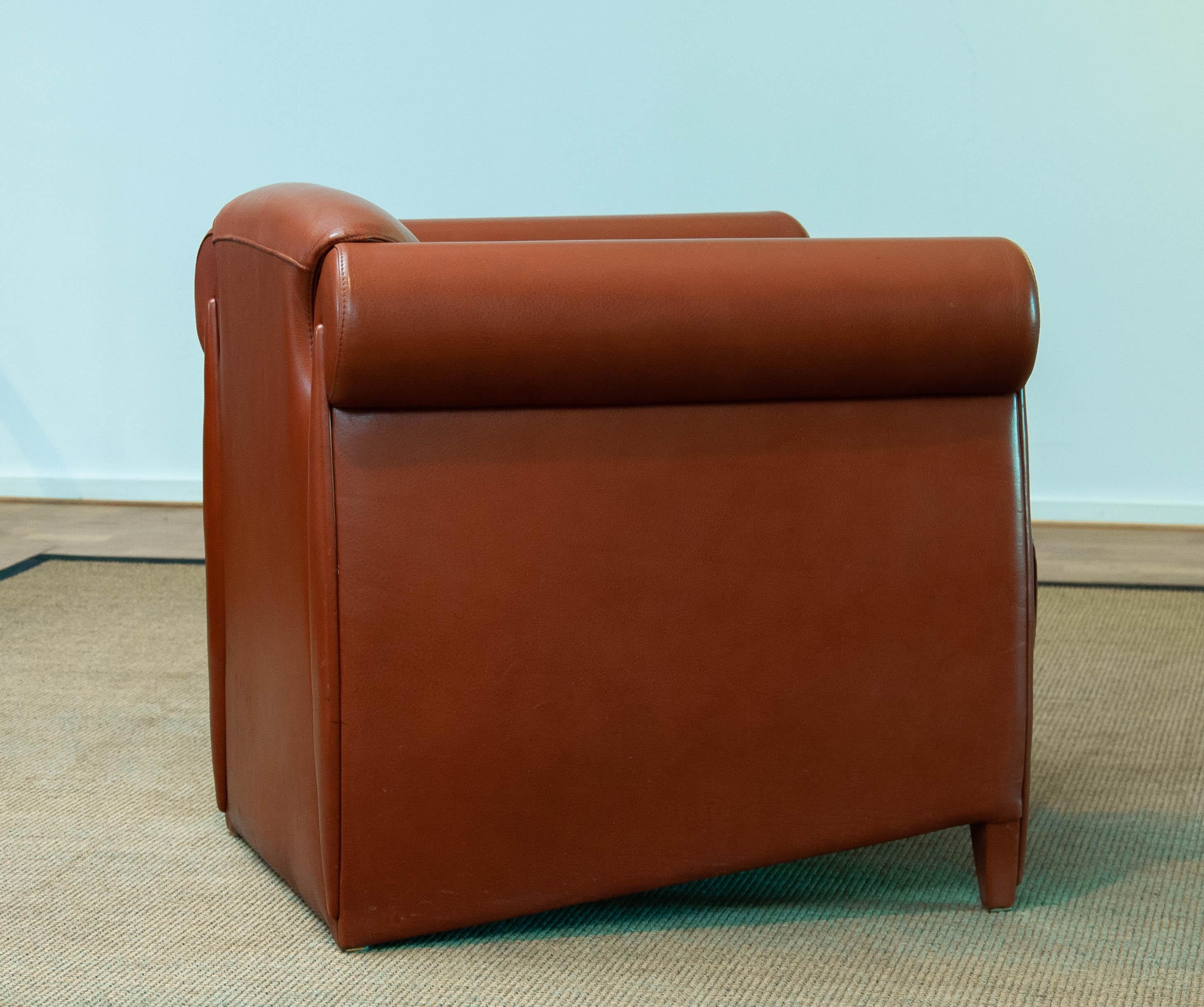 1980s Modern Lounge / Club Chair in Cognac Leather by Klaus Wettergren Denmark For Sale 3
