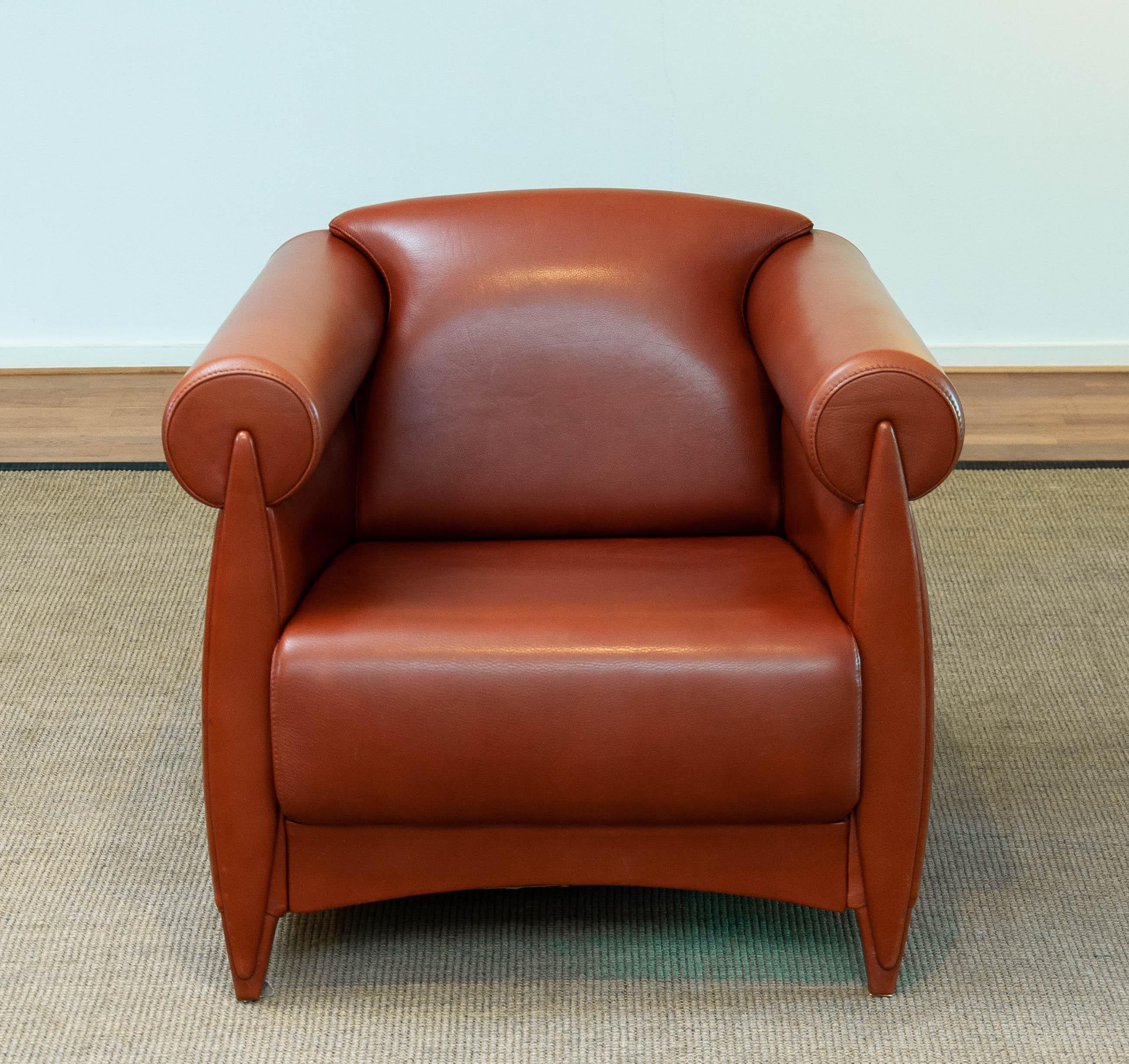 1980s Modern Lounge / Club Chair in Cognac Leather by Klaus Wettergren Denmark For Sale 3