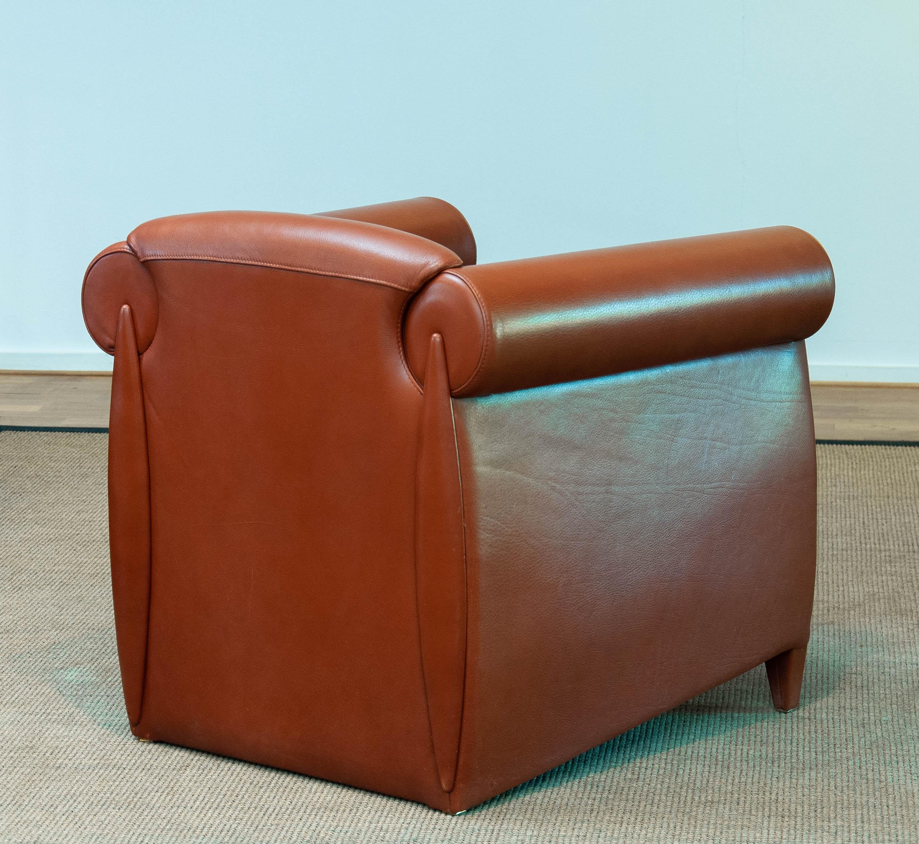 1980s Modern Lounge / Club Chair in Cognac Leather by Klaus Wettergren Denmark For Sale 4
