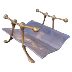 1980s Modern Magazine Rack in Brass and Iron Designed by David Marshall