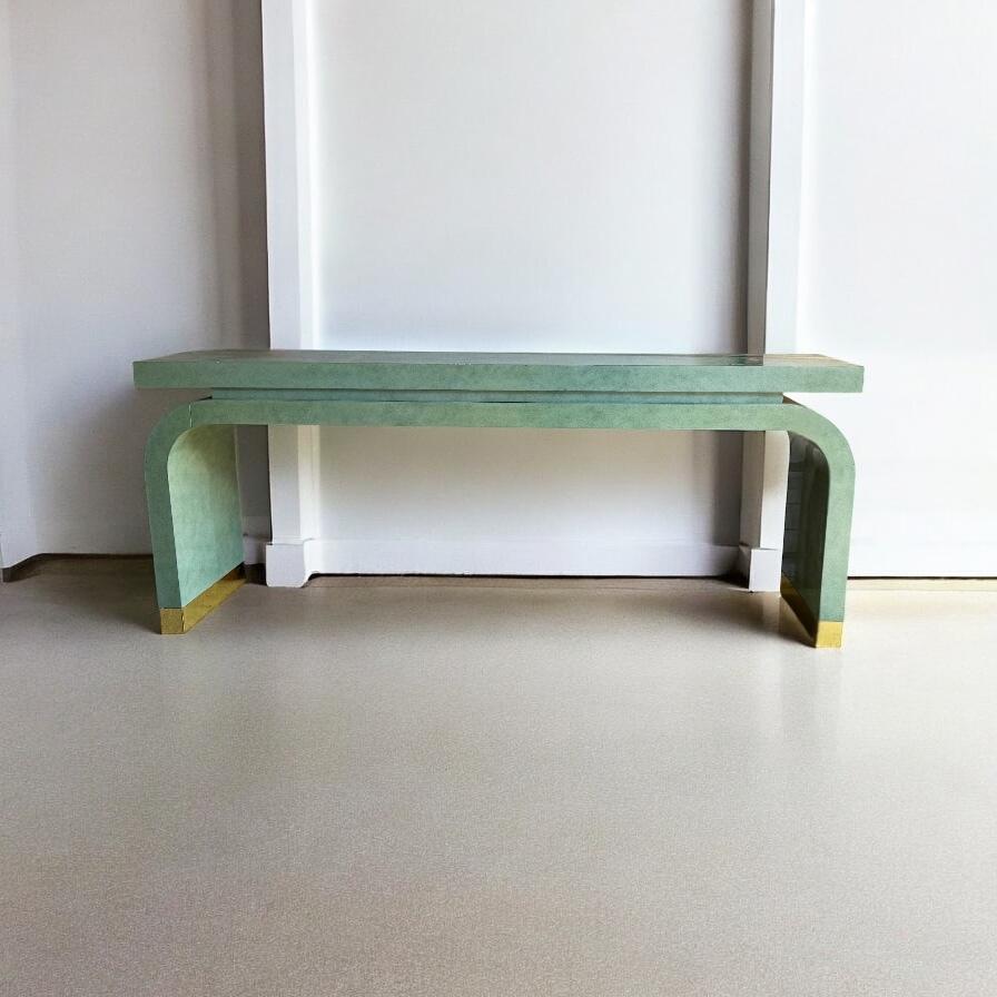 American 1980s Modern Ming Style Console Table Att. Alessandro For Baker Fueniture For Sale