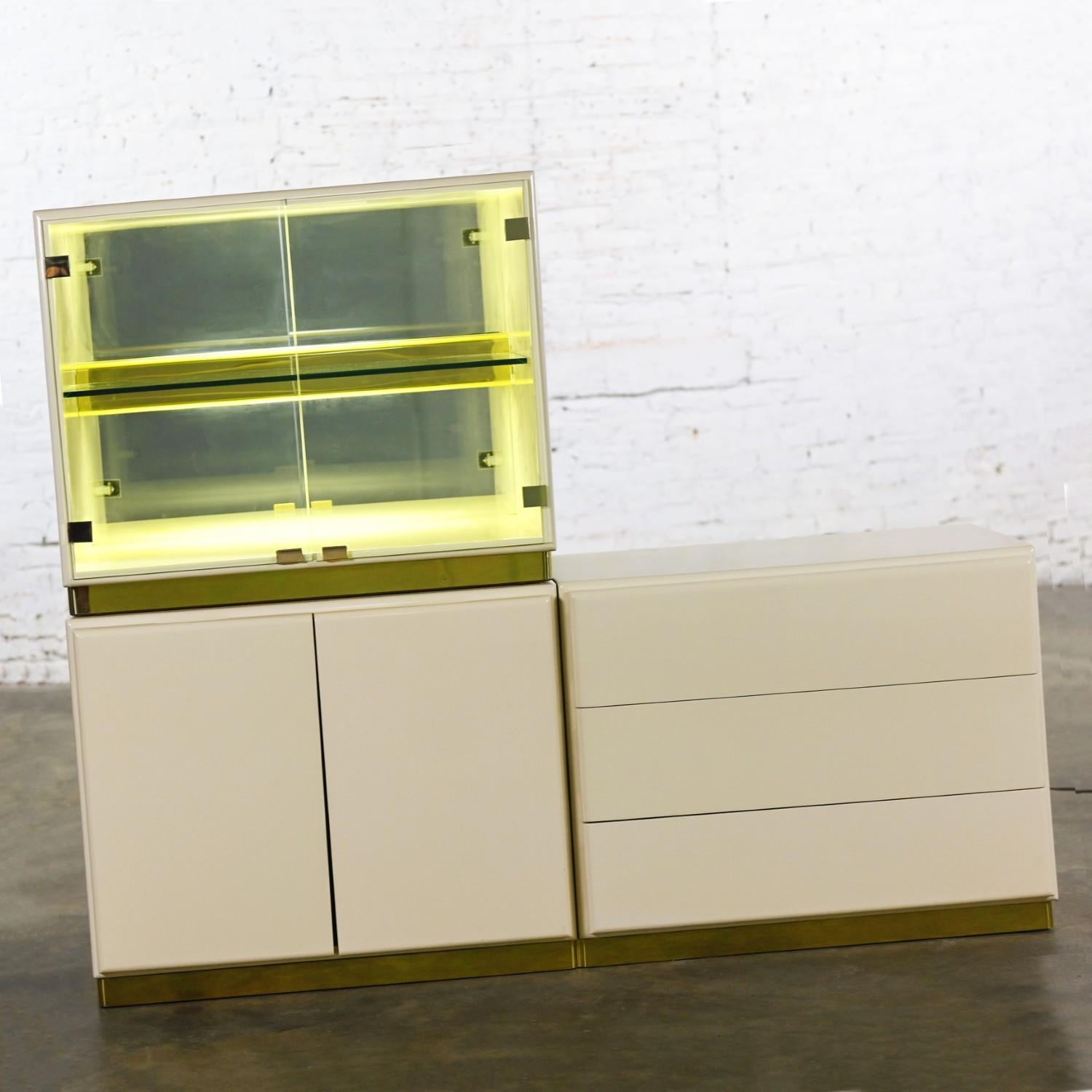 Lacquered 1980s Modern Modular Storage System by Milo Baughman for Thayer Coggin 3 Pieces For Sale