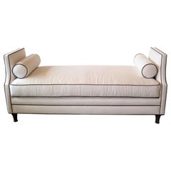 1980s Modern Neoclassical Style Linen Sofa Daybed