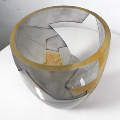1980s Modern Ombré Art Glass Vase Geometric Design