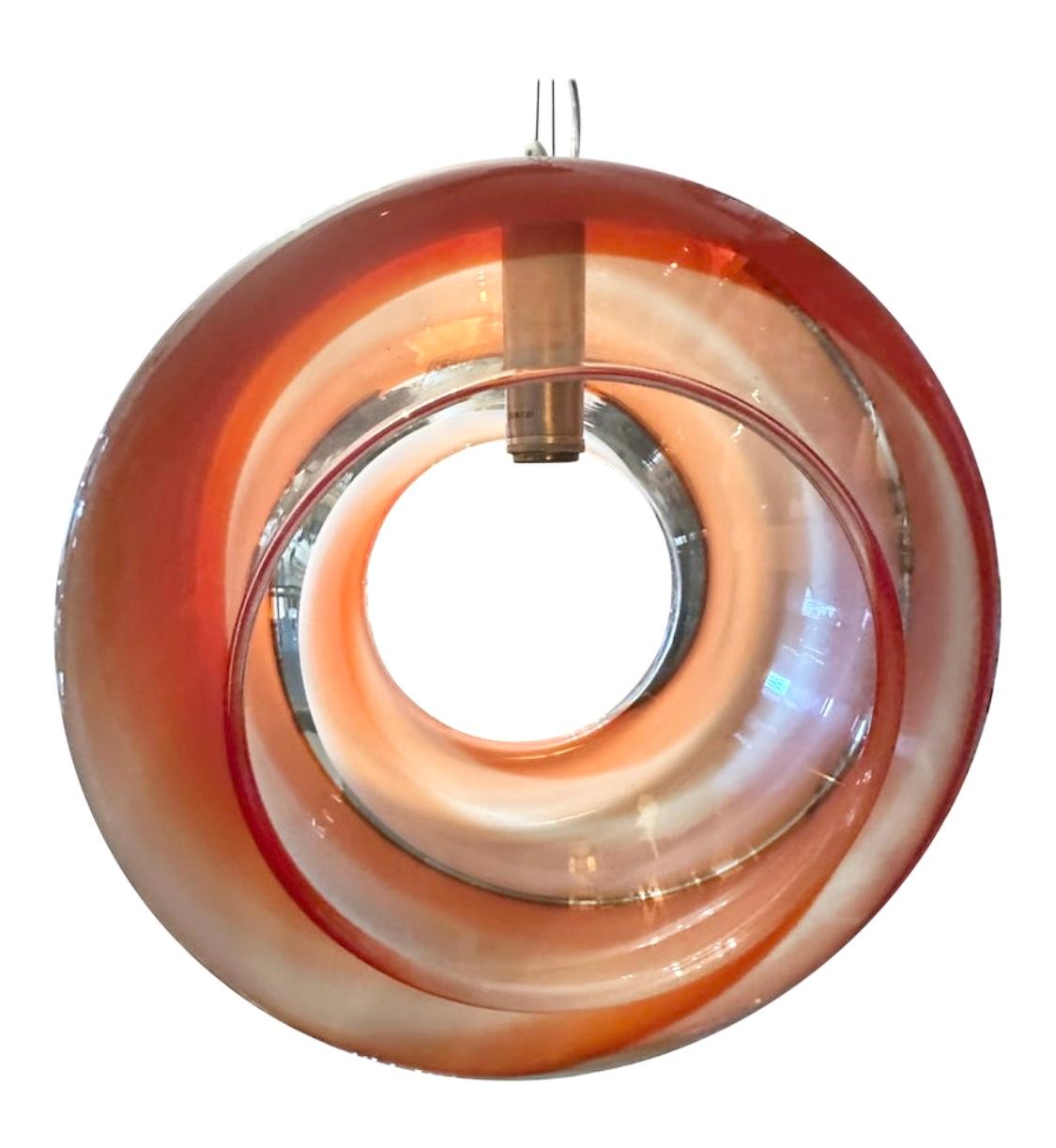 Italian 1980s Modern Orange and White Murano Glass Pendant by La Murrina For Sale