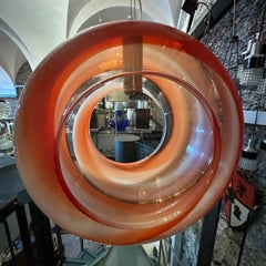 Pendentif en verre de Murano orange et blanc des années 1980 par La Murrina