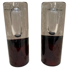 Paire de vases d'art en verre à bulles contrôlées, Pologne, années 1980