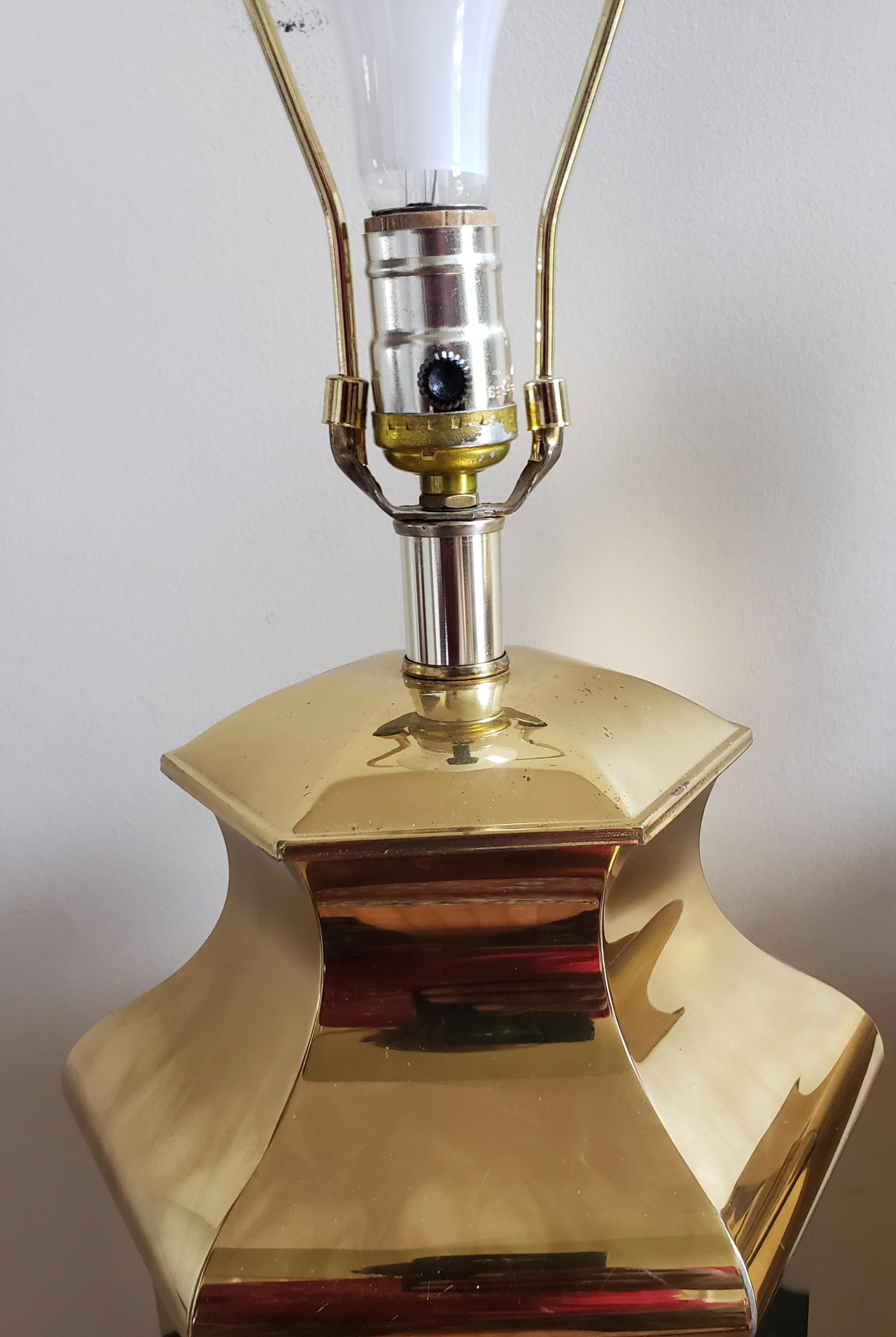American 1980s Modern Polished Brass Table Lamps - a Pair For Sale