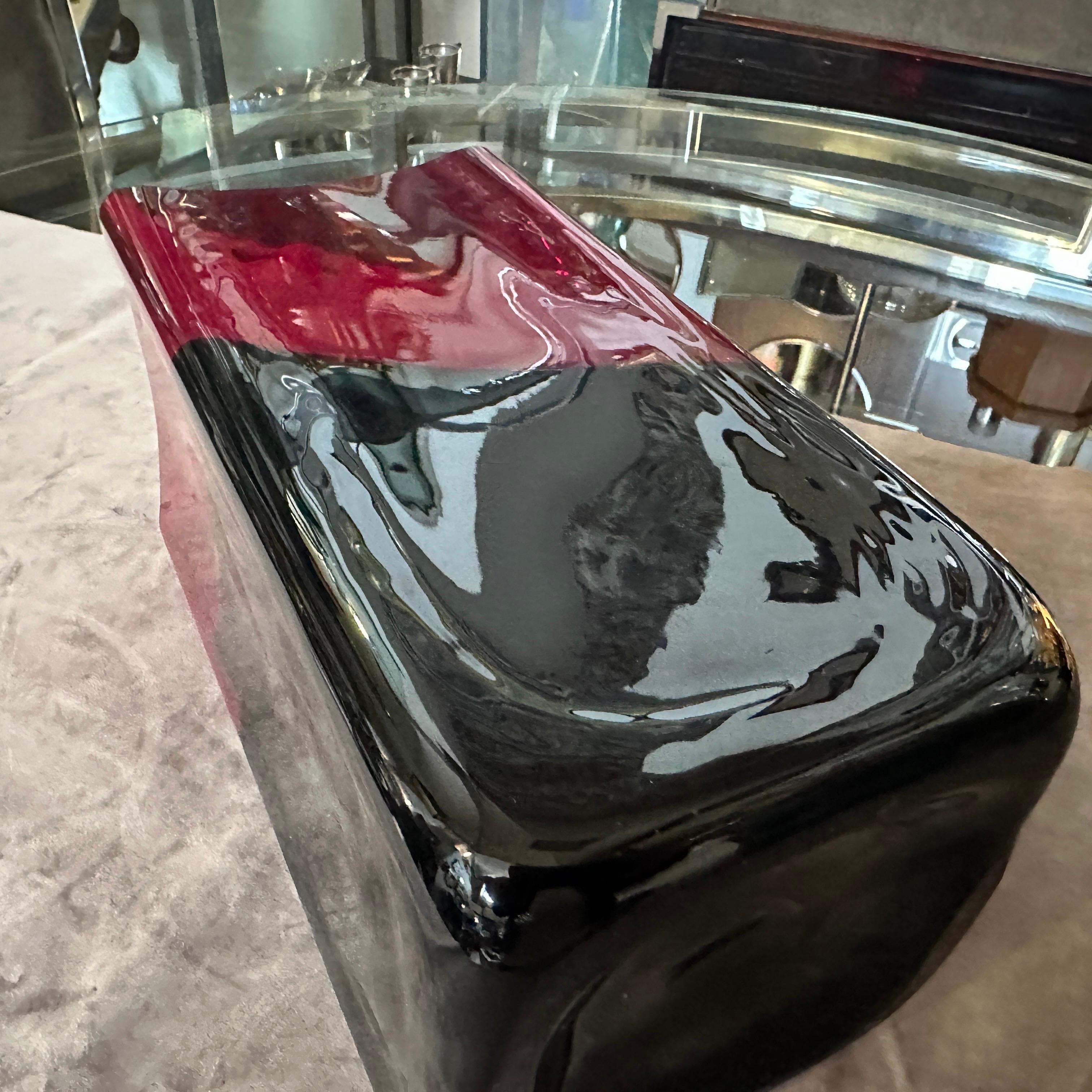 Vaso moderno anni '80 in vetro di Murano rosso e nero di Carlo Moretti in vendita 3
