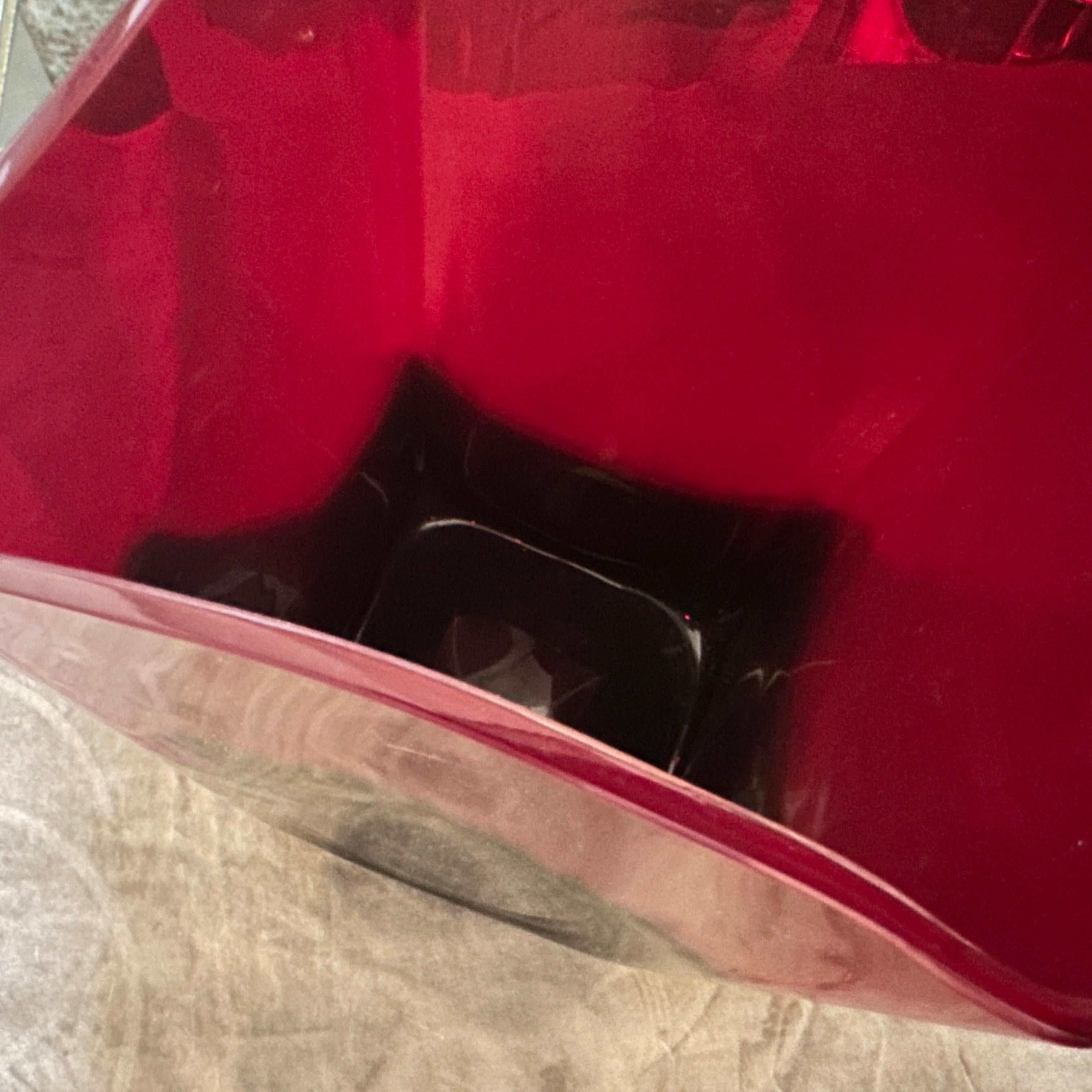 Fatto a mano Vaso moderno anni '80 in vetro di Murano rosso e nero di Carlo Moretti in vendita