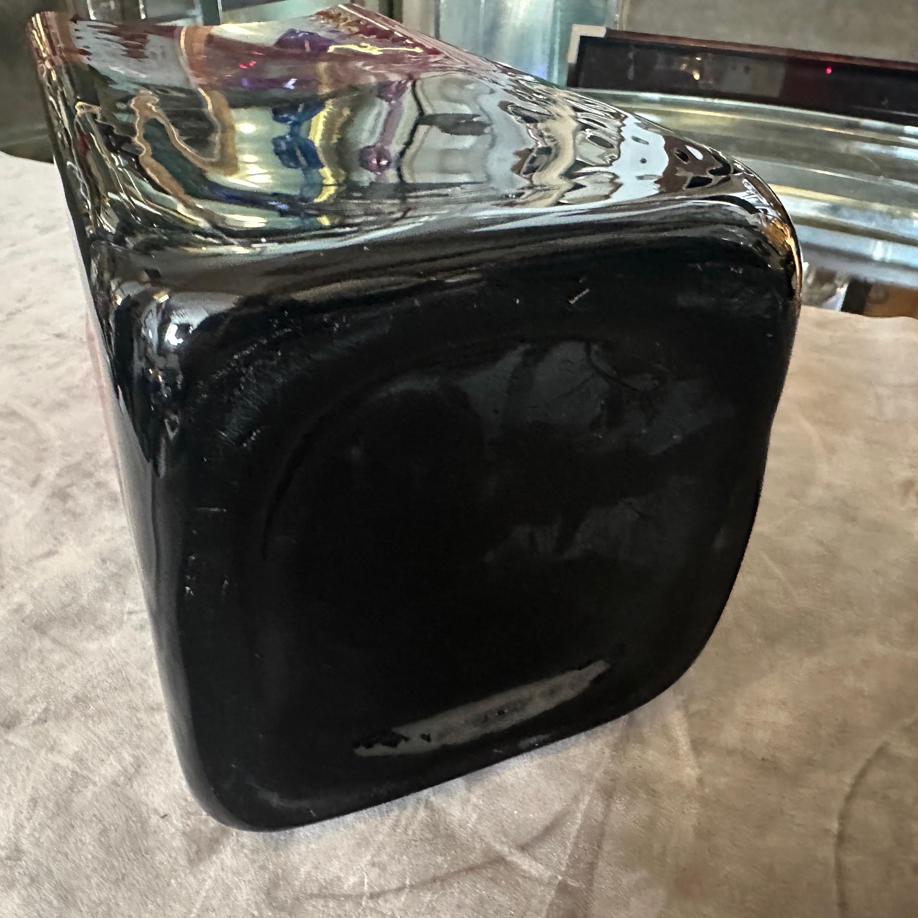 Vetro di Murano Vaso moderno anni '80 in vetro di Murano rosso e nero di Carlo Moretti in vendita