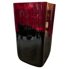 Jarrón moderno de cristal de Murano rojo y negro de los años 80, de Carlo Moretti
