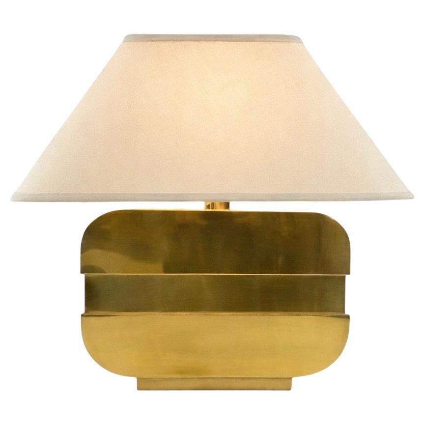 1980s Modern Sculpted Form Brass Table Lamp by Chapman Manufacturing For Sale