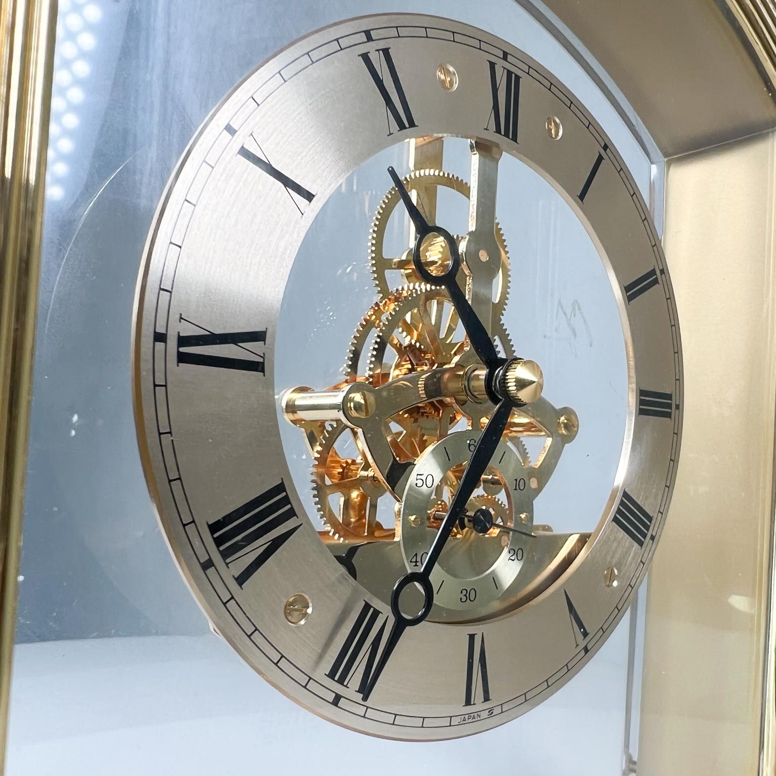 1980s Modern Seiko Skeleton Quartz Desk Clock in Brass
9 h x 7 w x 1.75 d
Preowned unrestored vintage condition
Tested and working
See images provided