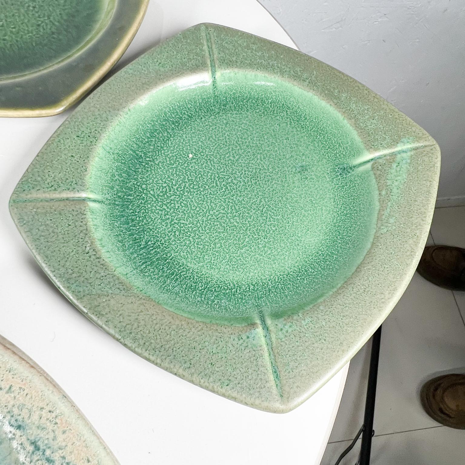 Late 20th Century 1980s Modern Set of Nine Square Plates Sculptural Art Pottery For Sale