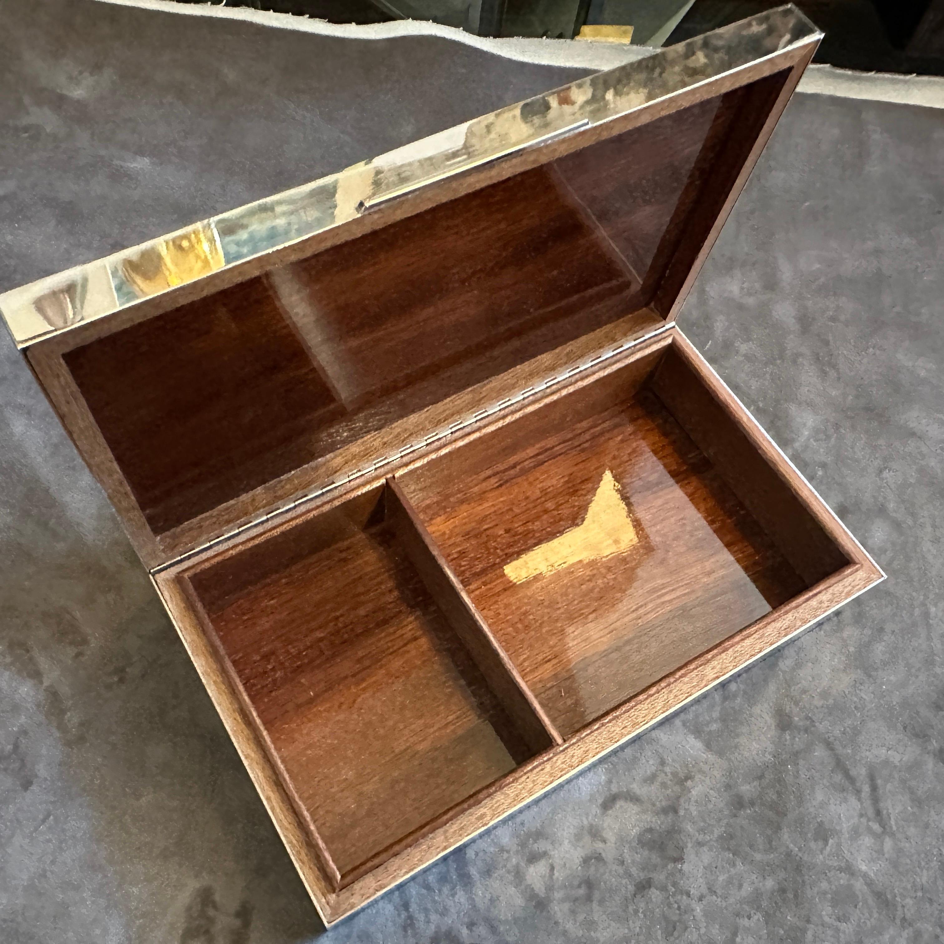 Scatola di lusso moderna degli anni '80 in ottone e placcata in argento di Gucci Florence in vendita 3