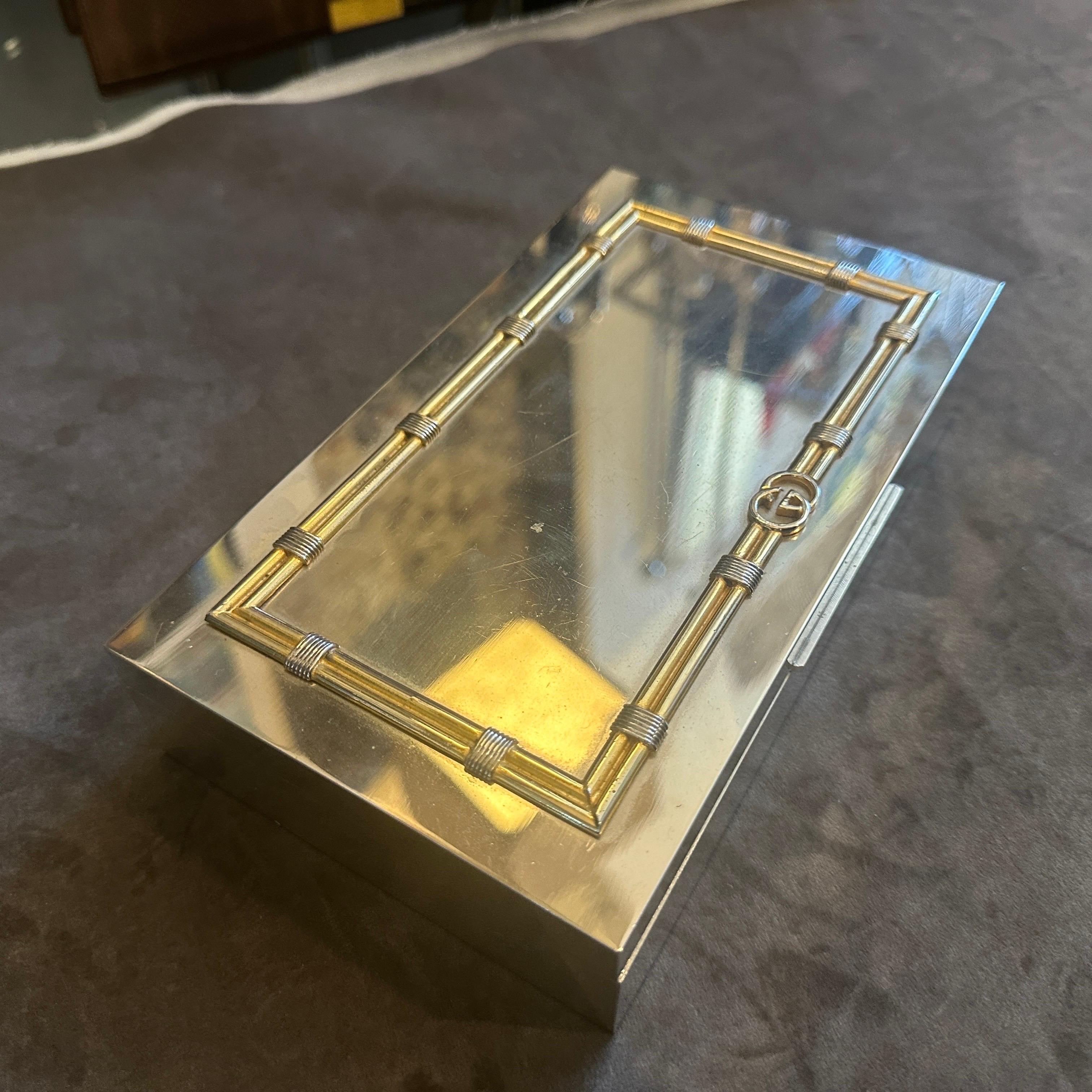 Scatola di lusso moderna degli anni '80 in ottone e placcata in argento di Gucci Florence in vendita 7