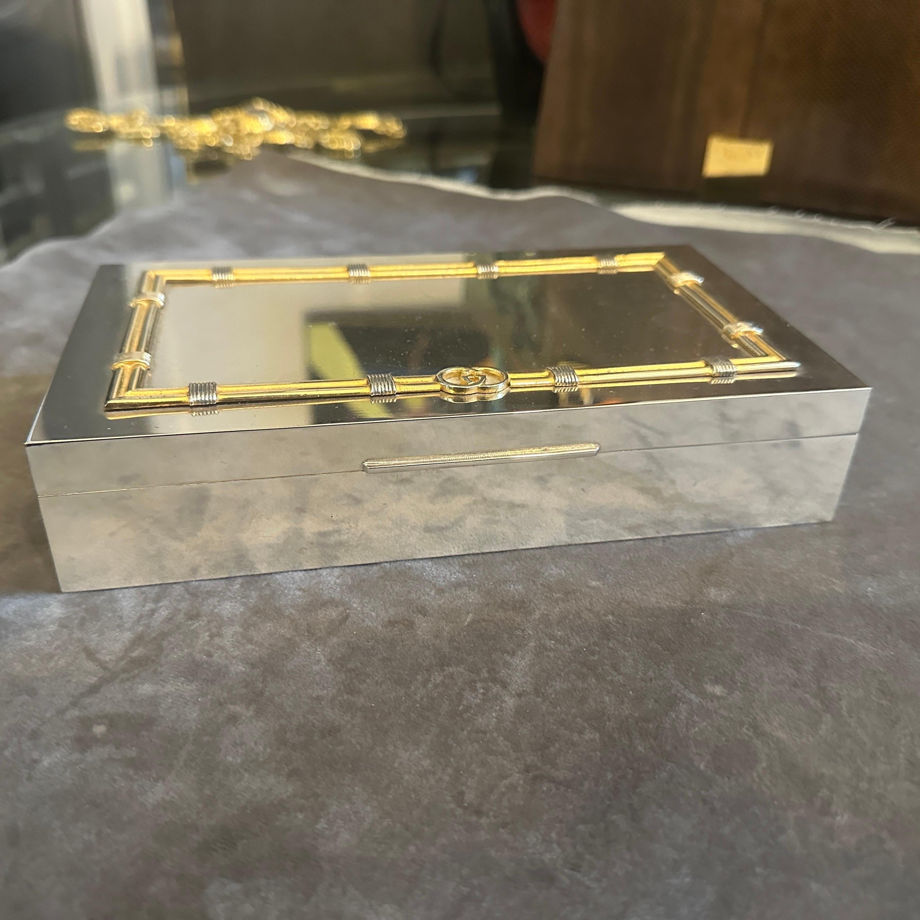 Scatola di lusso moderna degli anni '80 in ottone e placcata in argento di Gucci Florence in vendita 8