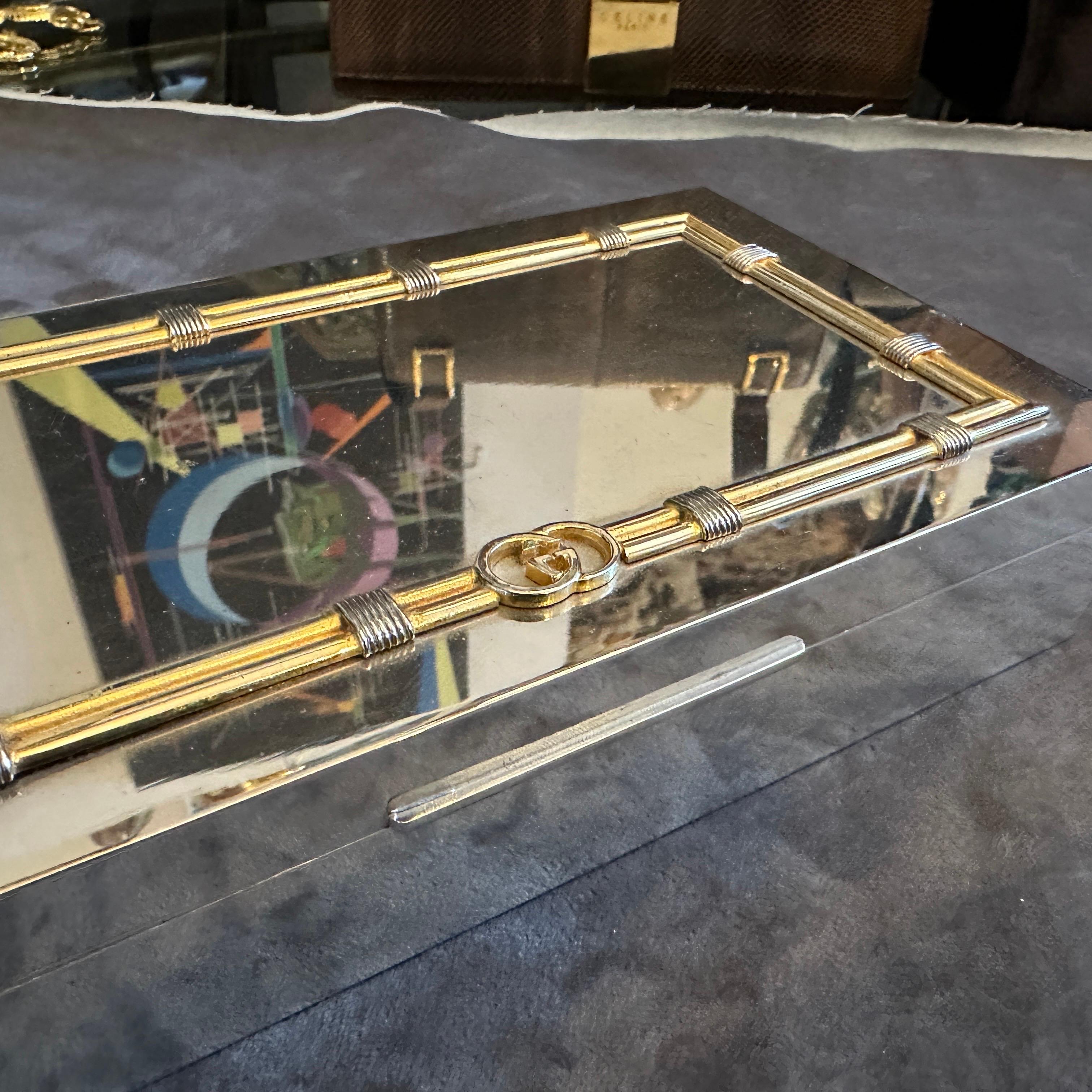 Scatola di lusso moderna degli anni '80 in ottone e placcata in argento di Gucci Florence in vendita 9