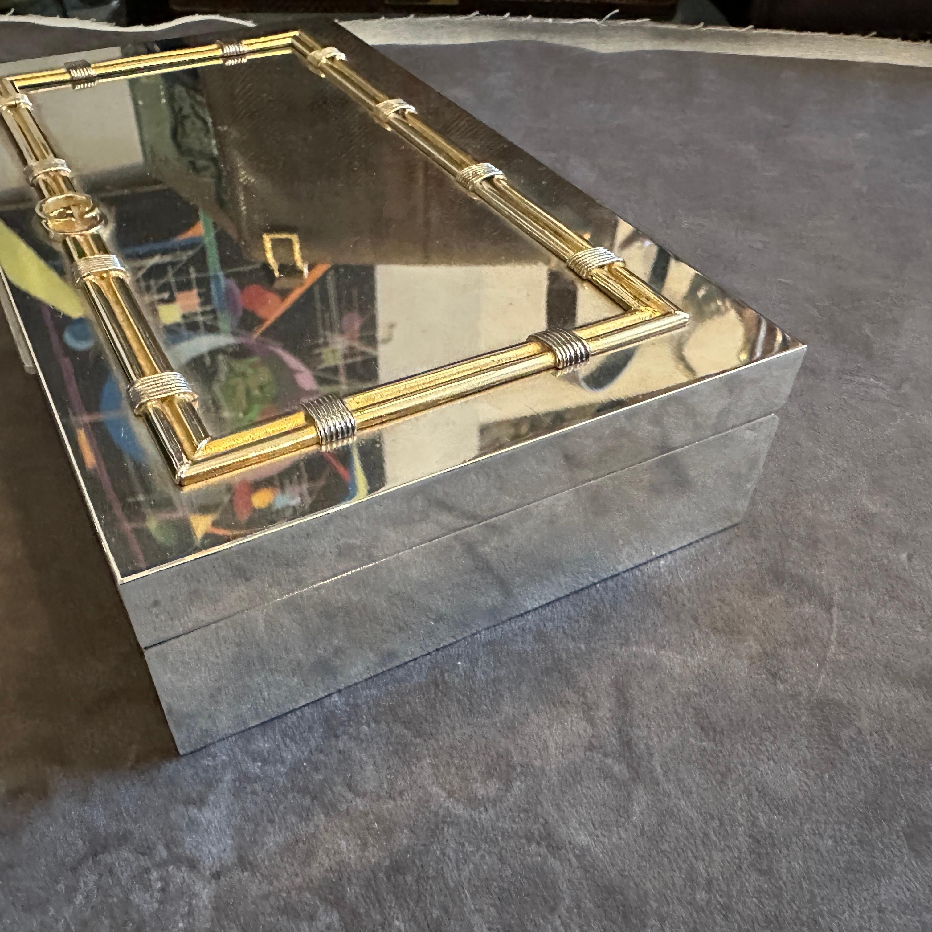 Scatola di lusso moderna degli anni '80 in ottone e placcata in argento di Gucci Florence In condizioni ottime in vendita a Aci Castello, IT