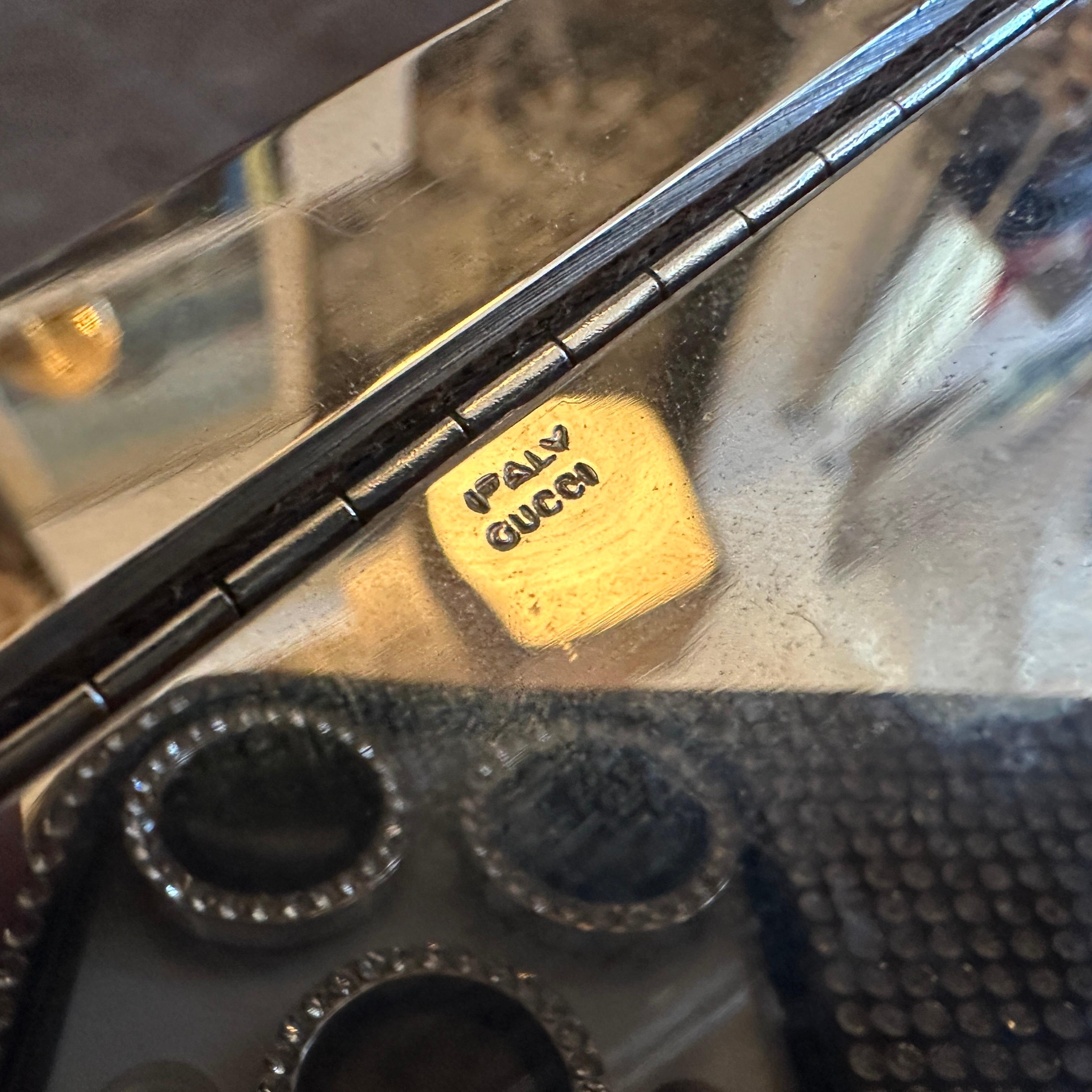 Placcato argento Scatola di lusso moderna degli anni '80 in ottone e placcata in argento di Gucci Florence in vendita