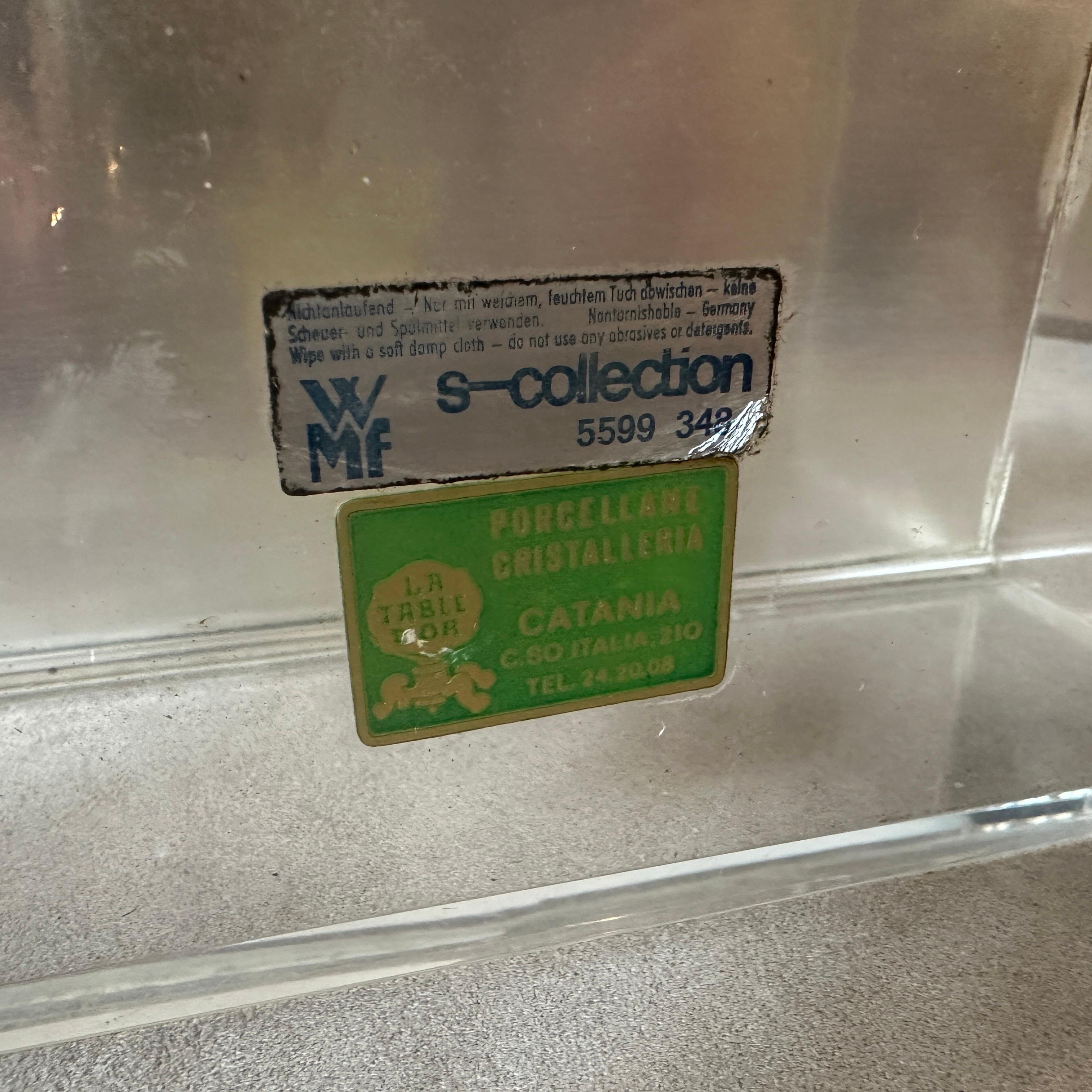 Scatola di vanità tedesca rettangolare moderna degli anni '80 placcata in argento e plexiglass in vendita 2