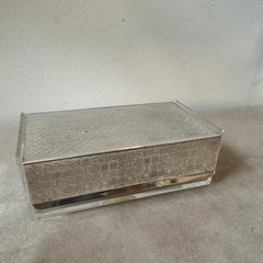 Boîte de toilette allemande rectangulaire en plaqué argent et plexiglas moderne des années 1980