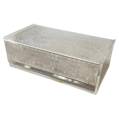 Boîte de toilette allemande rectangulaire en plaqué argent et plexiglas moderne des années 1980