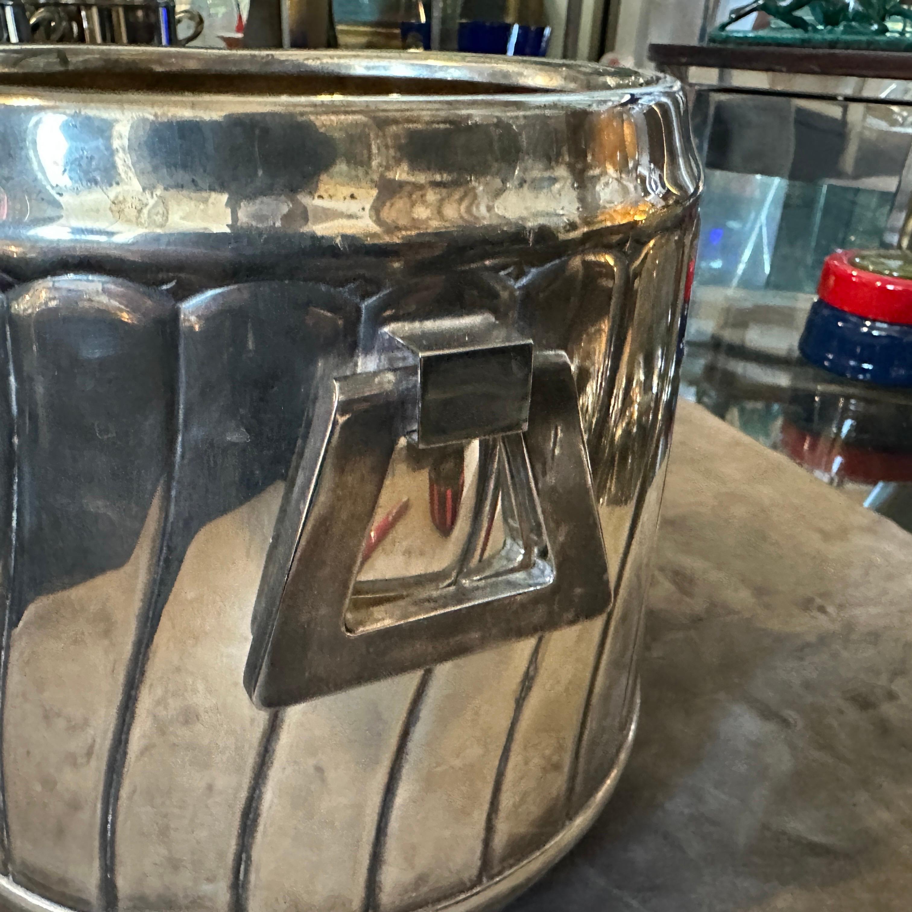 1980s Modern Silver Plated Italian Wine Cooler by Calegaro For Sale 1