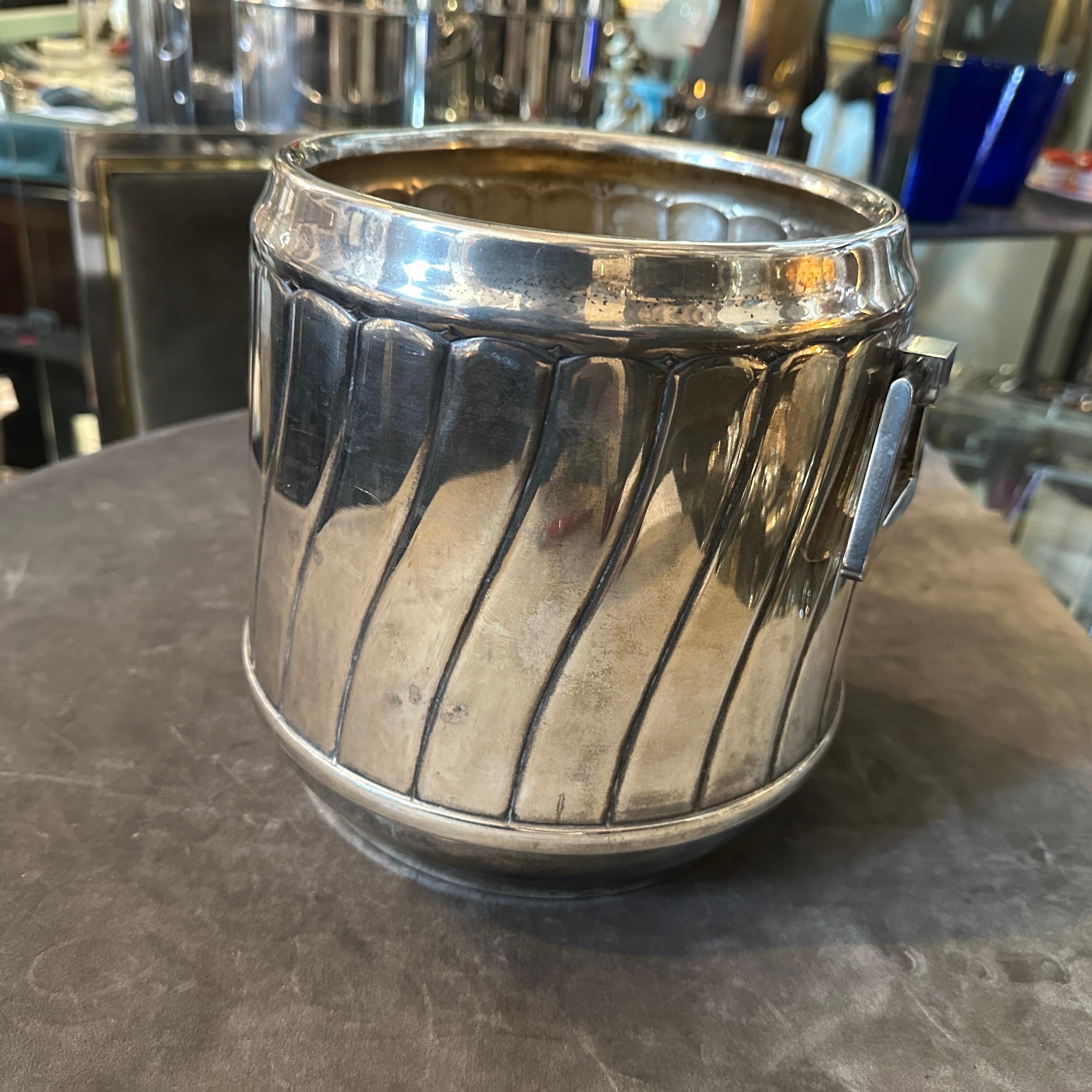 1980s Modern Silver Plated Italian Wine Cooler by Calegaro For Sale 2