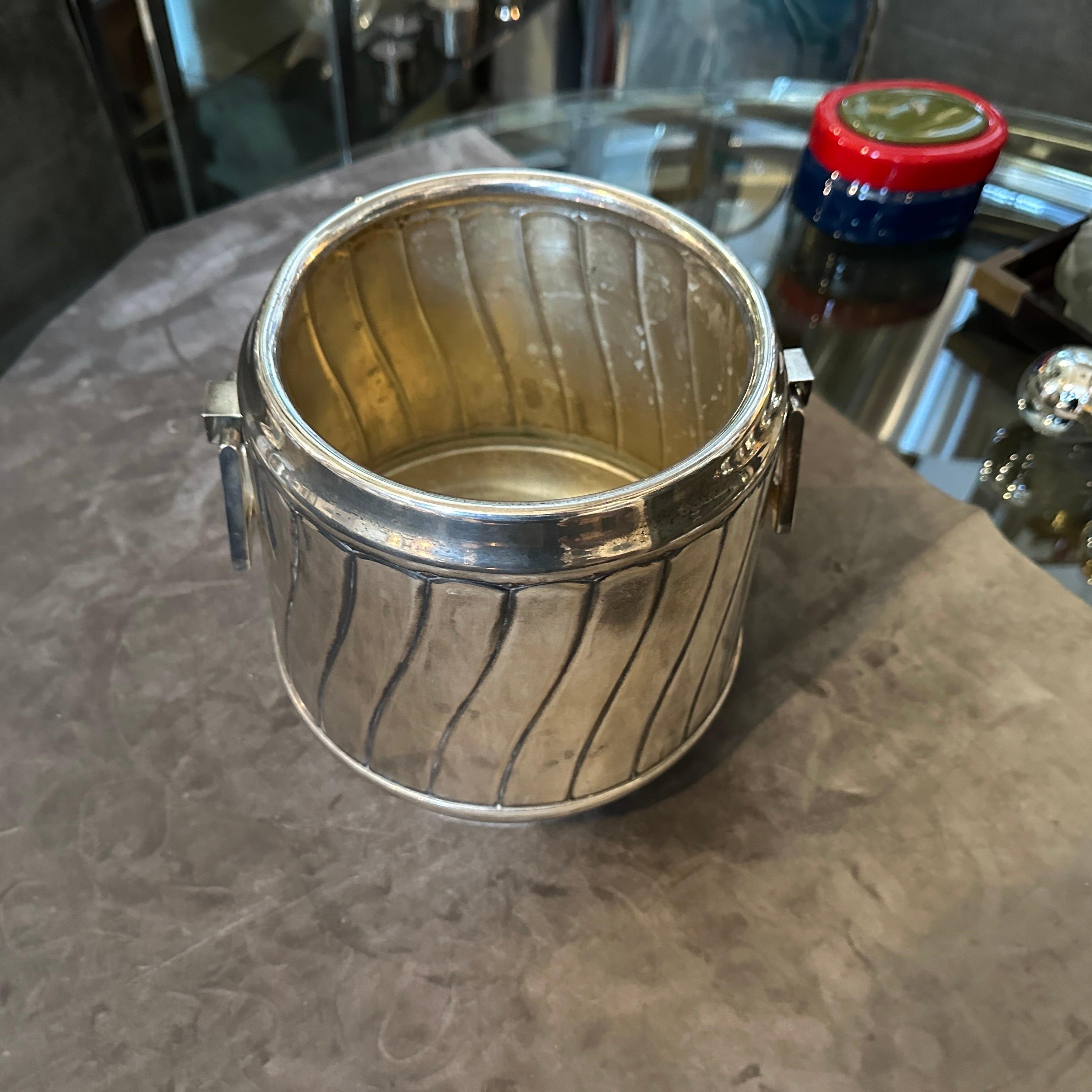 1980s Modern Silver Plated Italian Wine Cooler by Calegaro For Sale 3