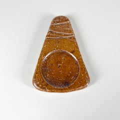 1980s Modern Speckled Brown Dish Glazed Pottery Art
