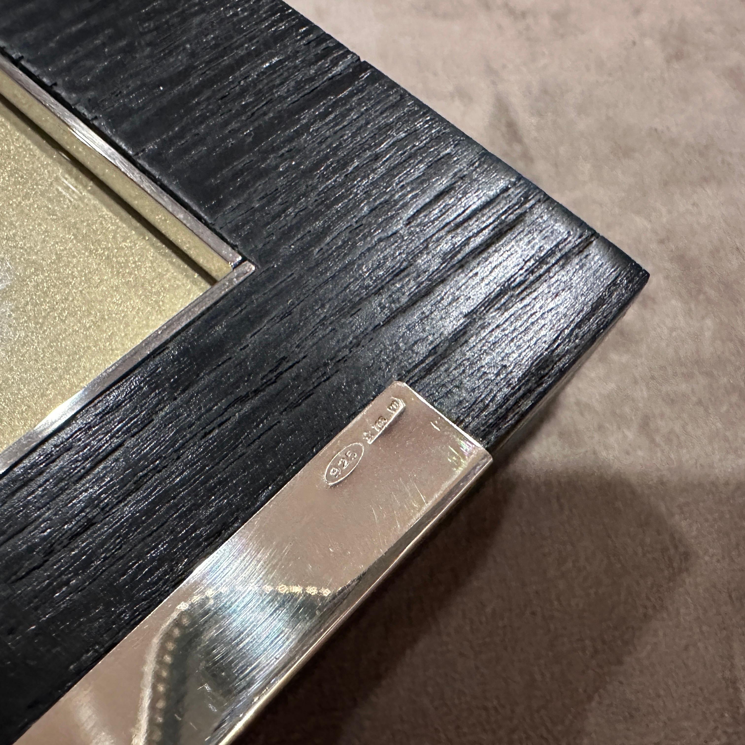 1980s Modern Sterling Silver and Ebonized Wood Picture Frame by Silvan im Angebot 3