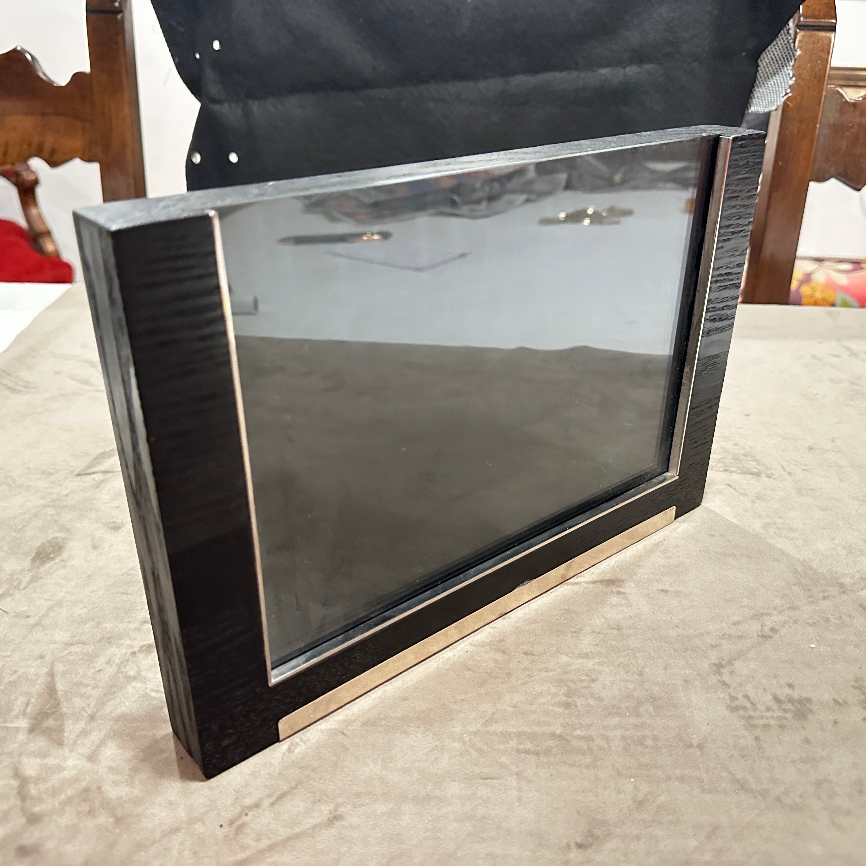 Moderno Cornice moderna degli anni '80 in argento sterling e legno ebanizzato di Silvan in vendita