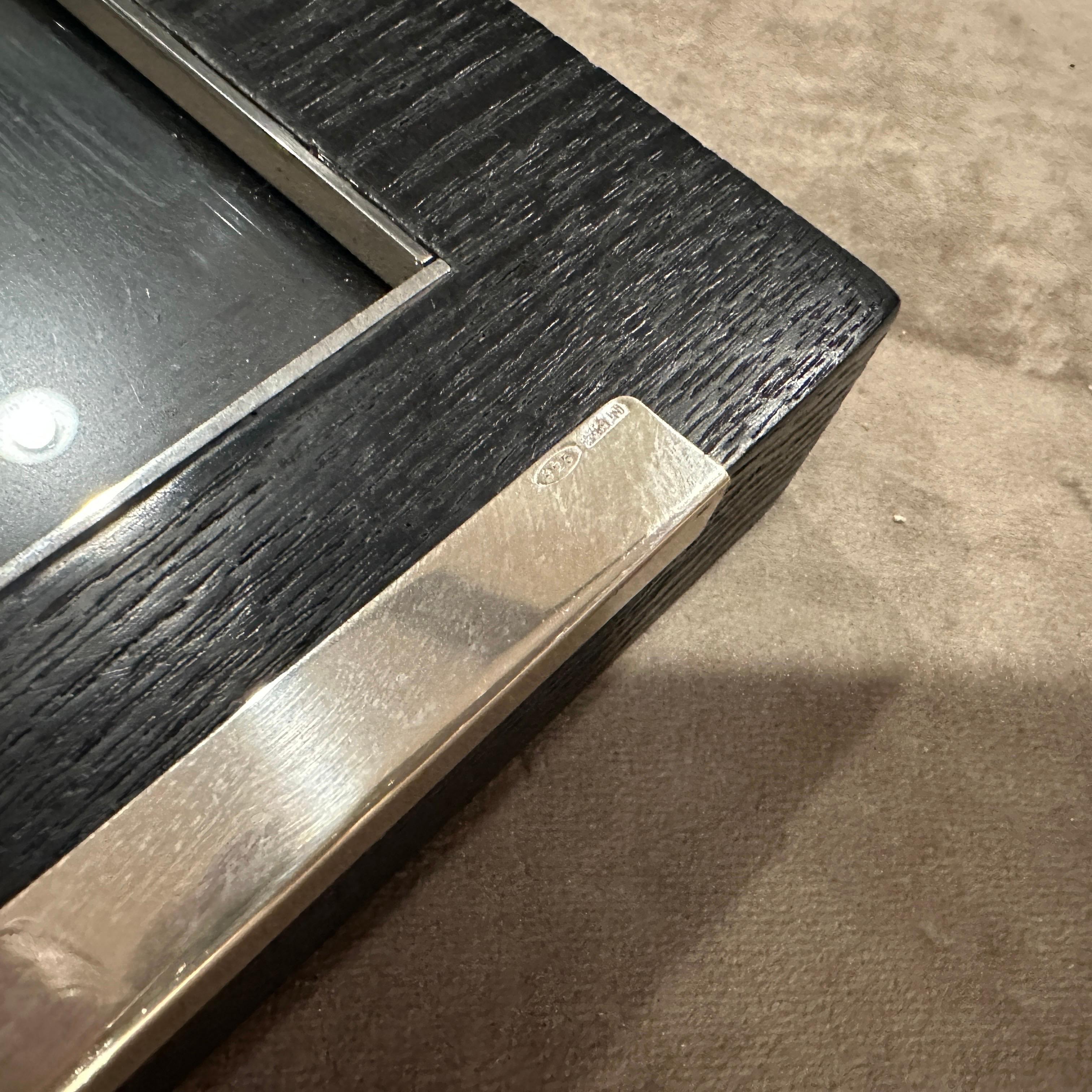 XX secolo Cornice moderna degli anni '80 in argento sterling e legno ebanizzato di Silvan in vendita
